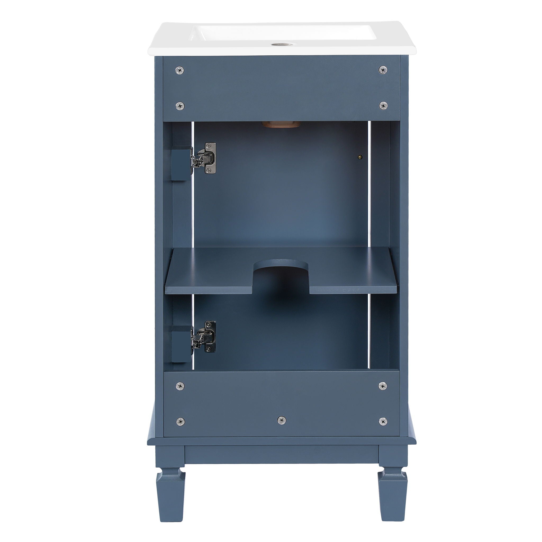 Bathroom Vanity With Sink, Freestanding Single Vanity Set, Soft-Closing Door, Adjustable Shelf - Blue