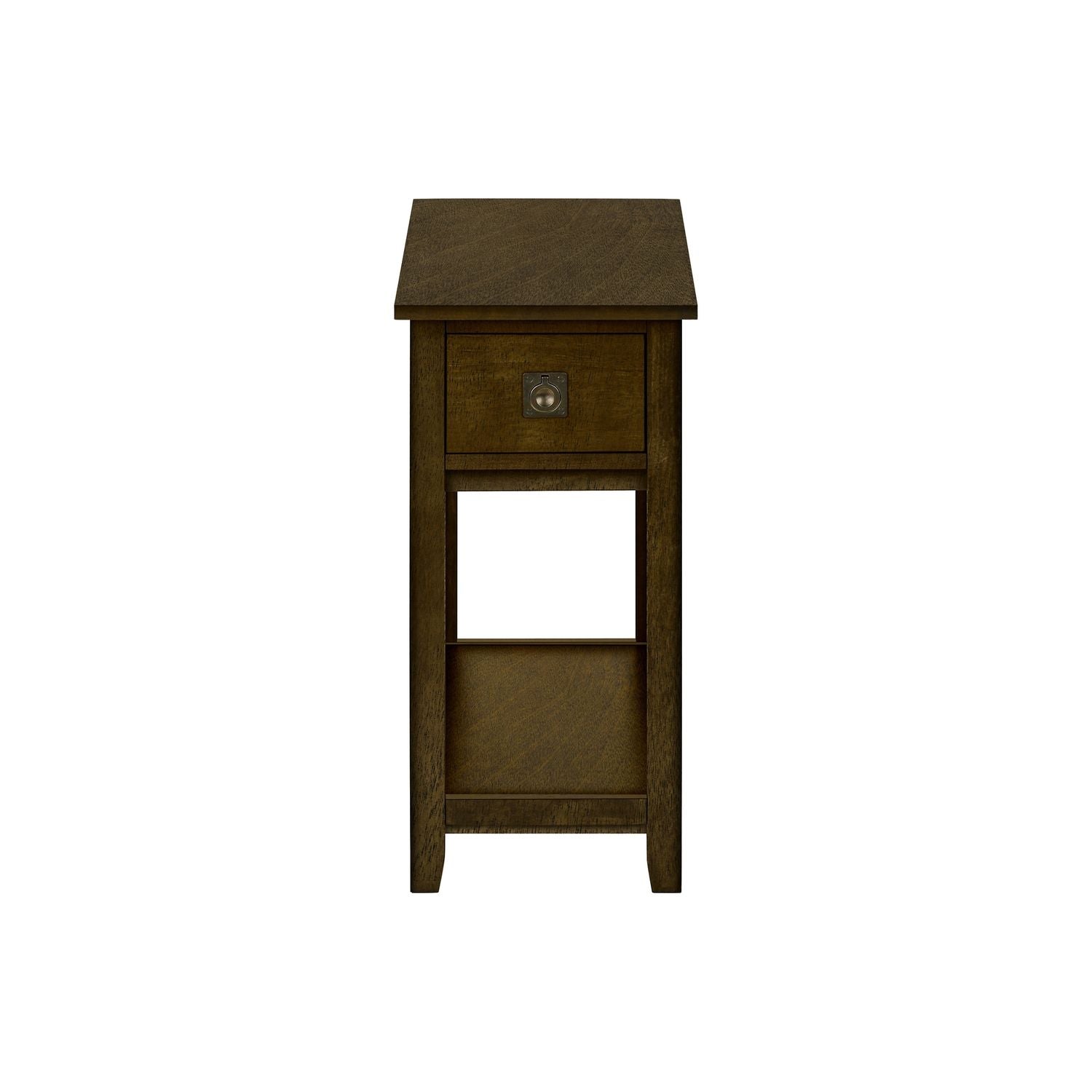 Accent End Table, 2 Tier, Narrow, Lamp, Storage Drawer, Charming Design