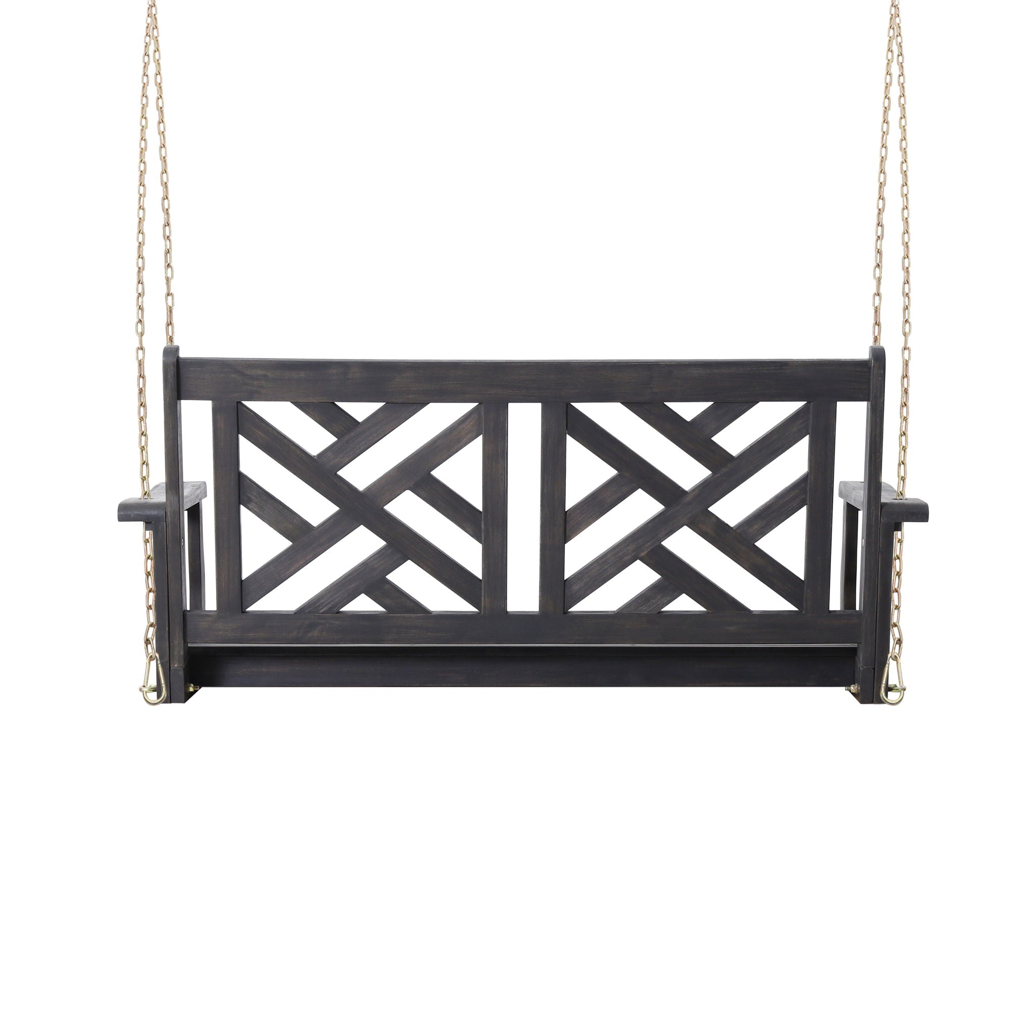 Alejandro - Acacia Wood Porch Swing With Slat Panel Seating