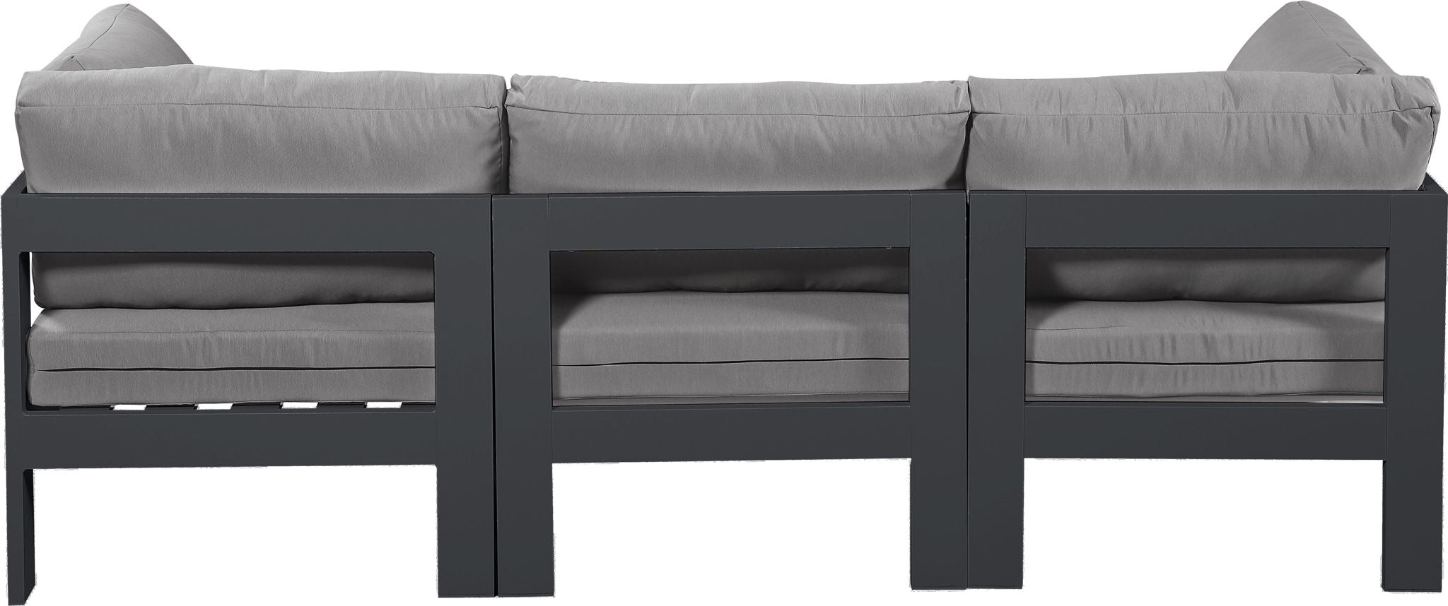 Nizuc - Outdoor Patio 3 Seat Modular Sofa With Gray Frame