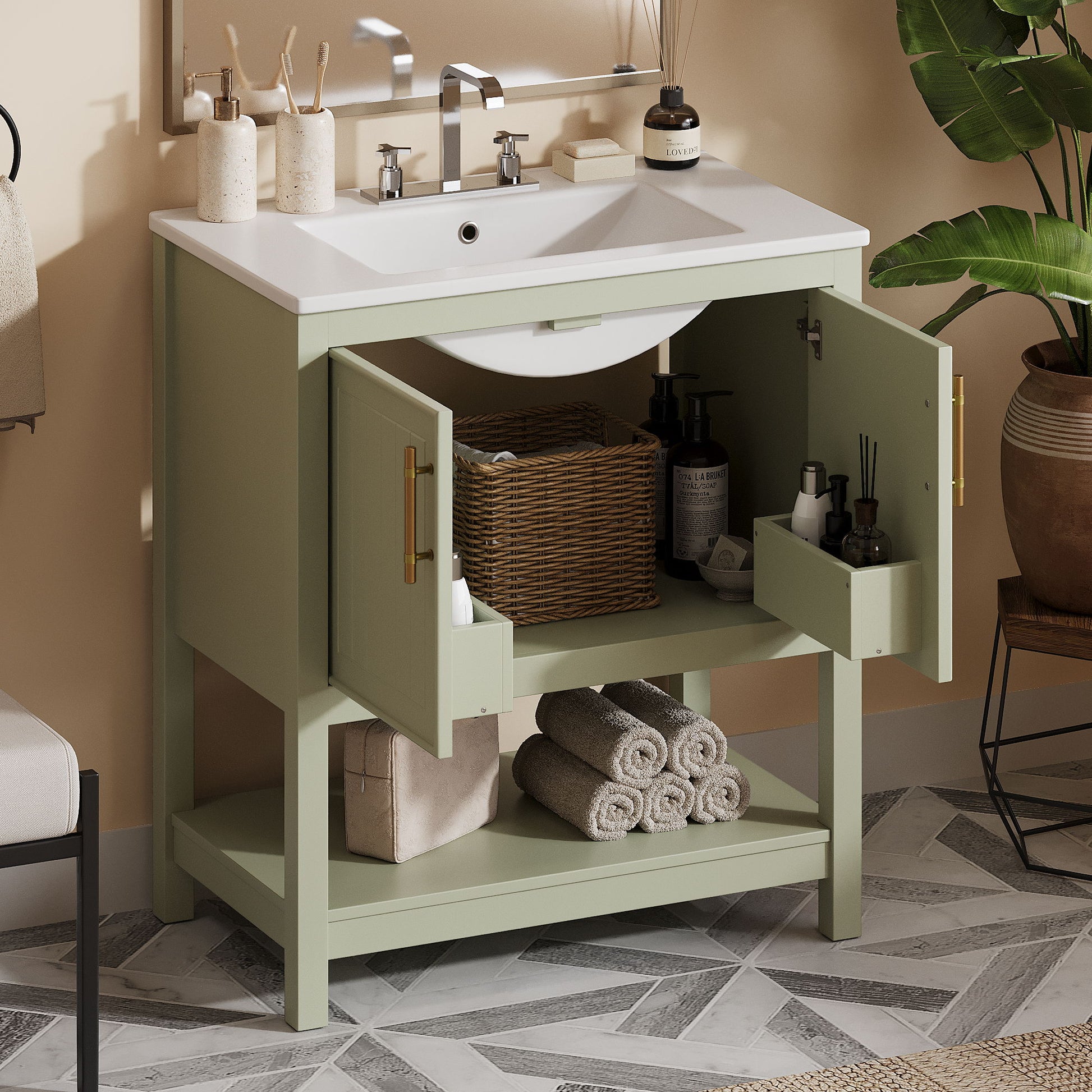 Elegant Bathroom Vanity With Ceramic Sink And Versatile Storage - Best Buy Furniture