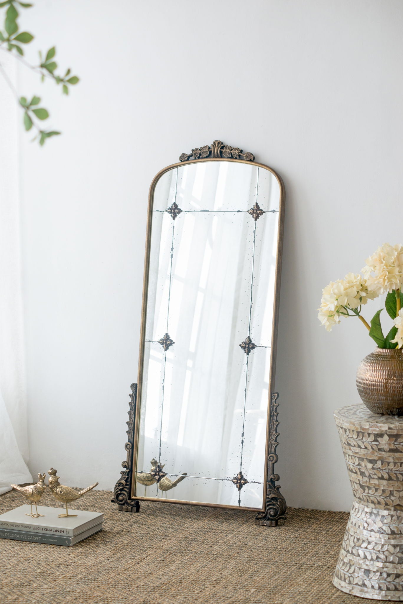 Antique Arched Mirror With Metal Frame, Full Length Mirror For Living Room Bathroom Entryway - Gold - Best Buy Furniture