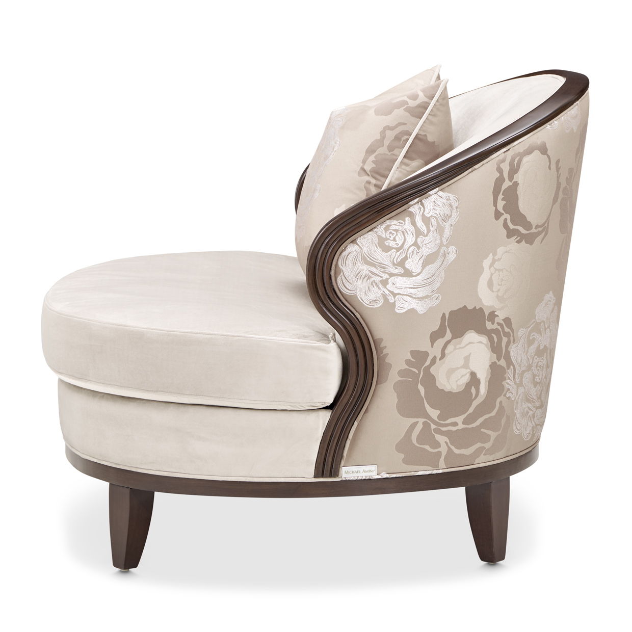 Camellia Field - Velvet Matching Chair - Beige / Dark Brown