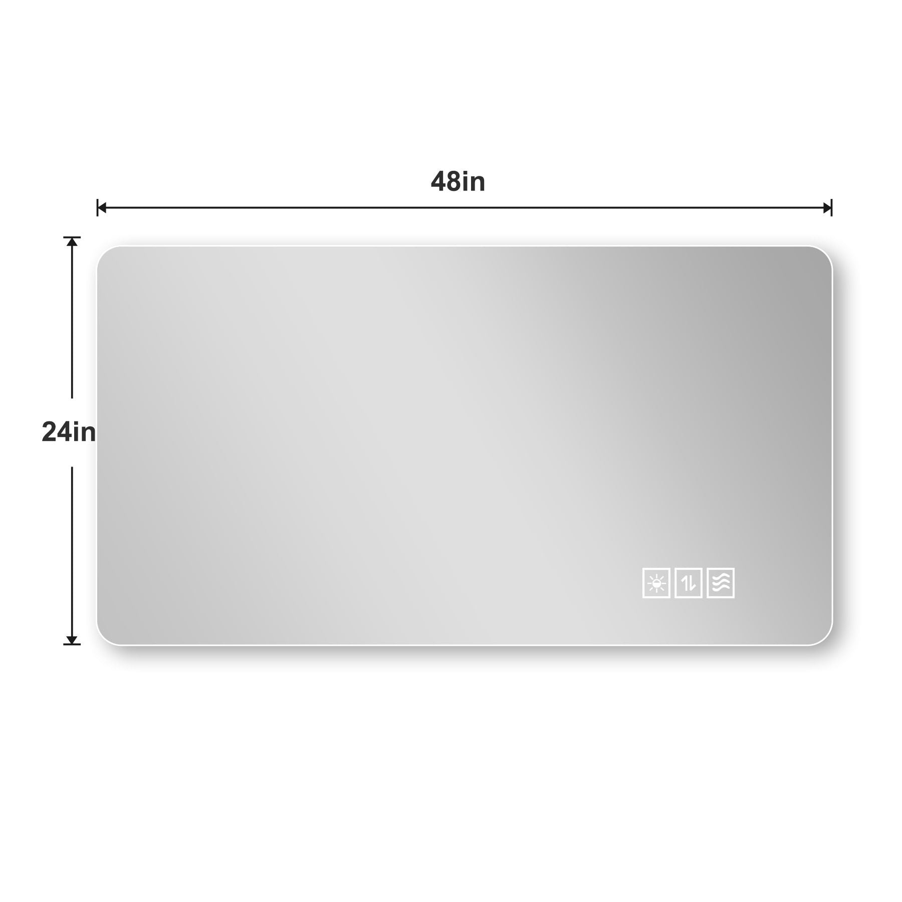Wall Mounted LED Lighting Mirror With 3 Color Lighting, Dimming, Waterproof, Anti Fog, Touch Switch - Silver