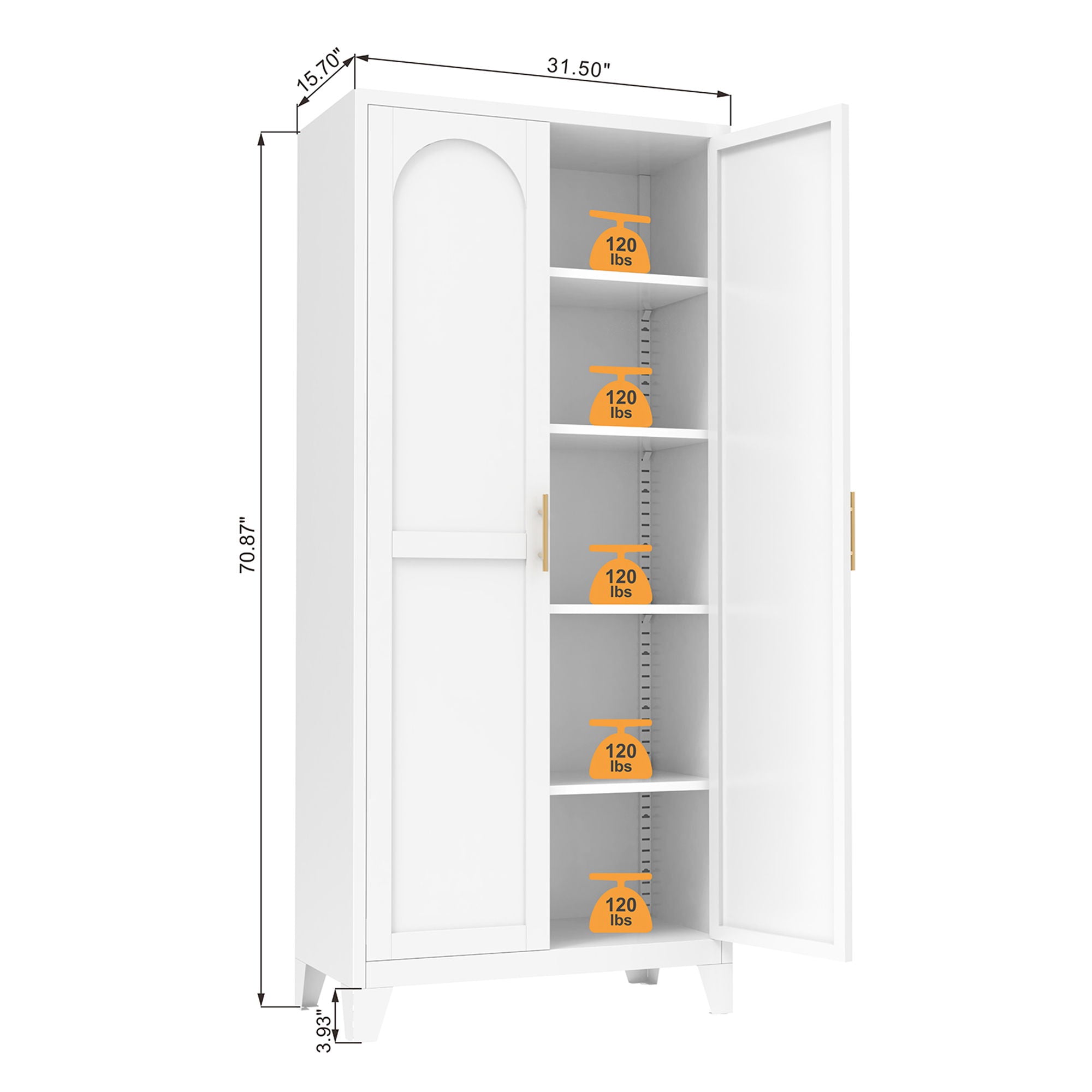 Shapely Doors Cabinet, Metal Storage Cabinet With Doors And Adjustable Shelves