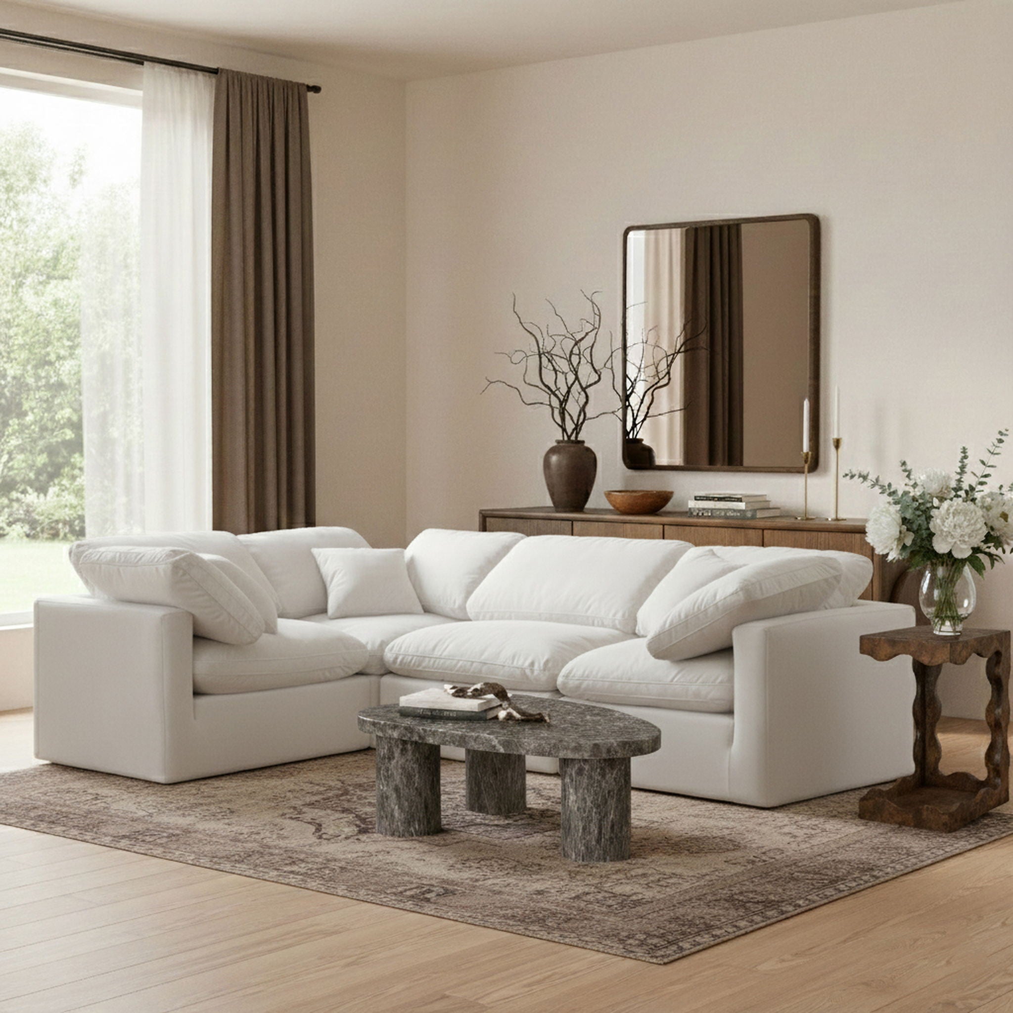 Indulge - Velvet 4 Piece Modular Corner Sectional