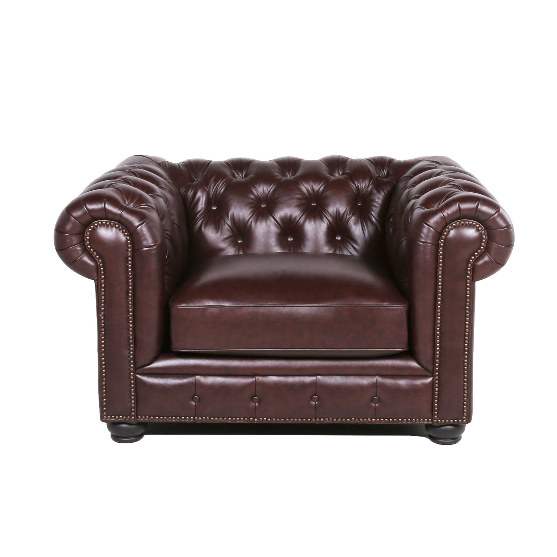 Traditional Tufted Leather Chesterfield Nailhead Chair - Best Buy Furniture
