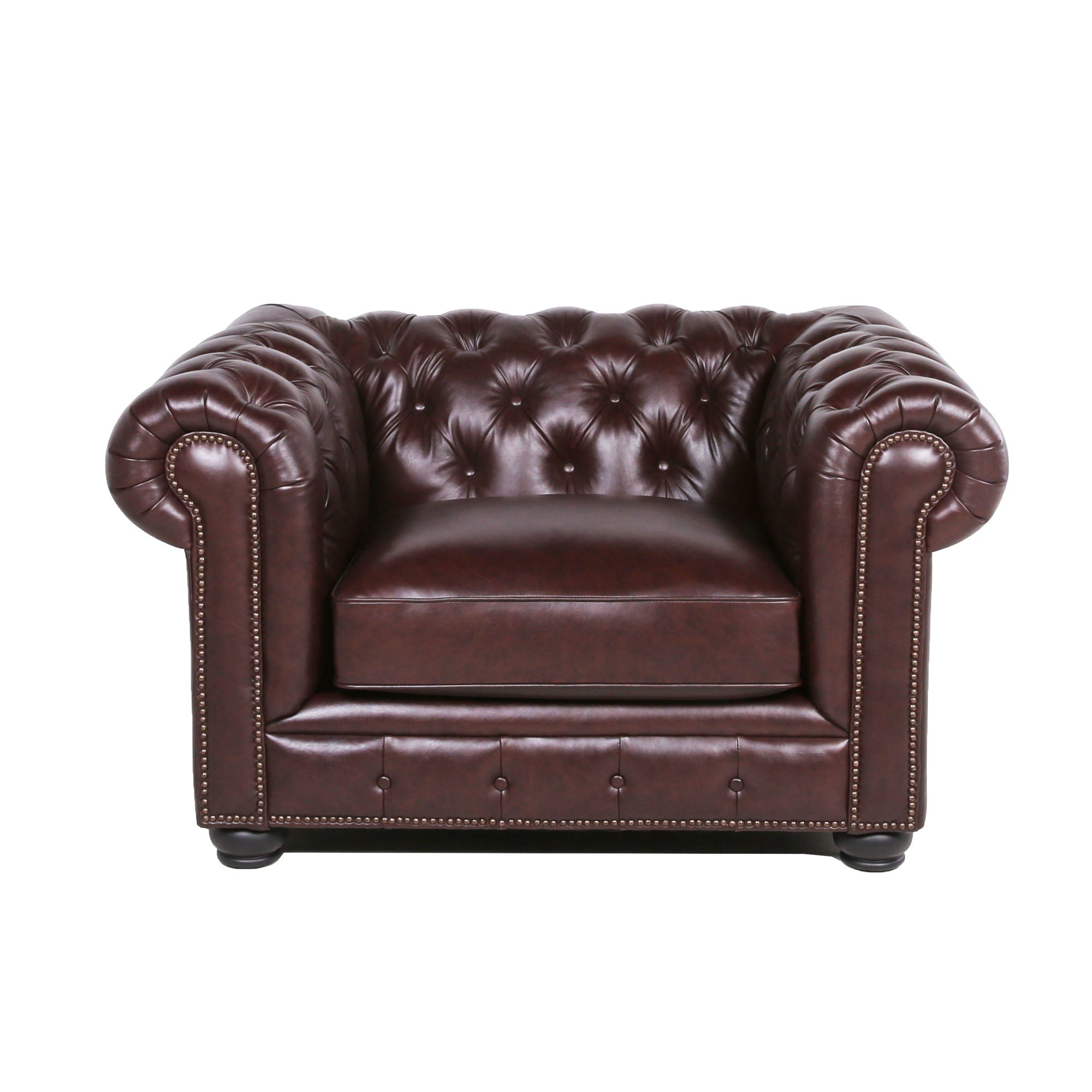 Traditional Tufted Leather Chesterfield Nailhead Chair - Best Buy Furniture