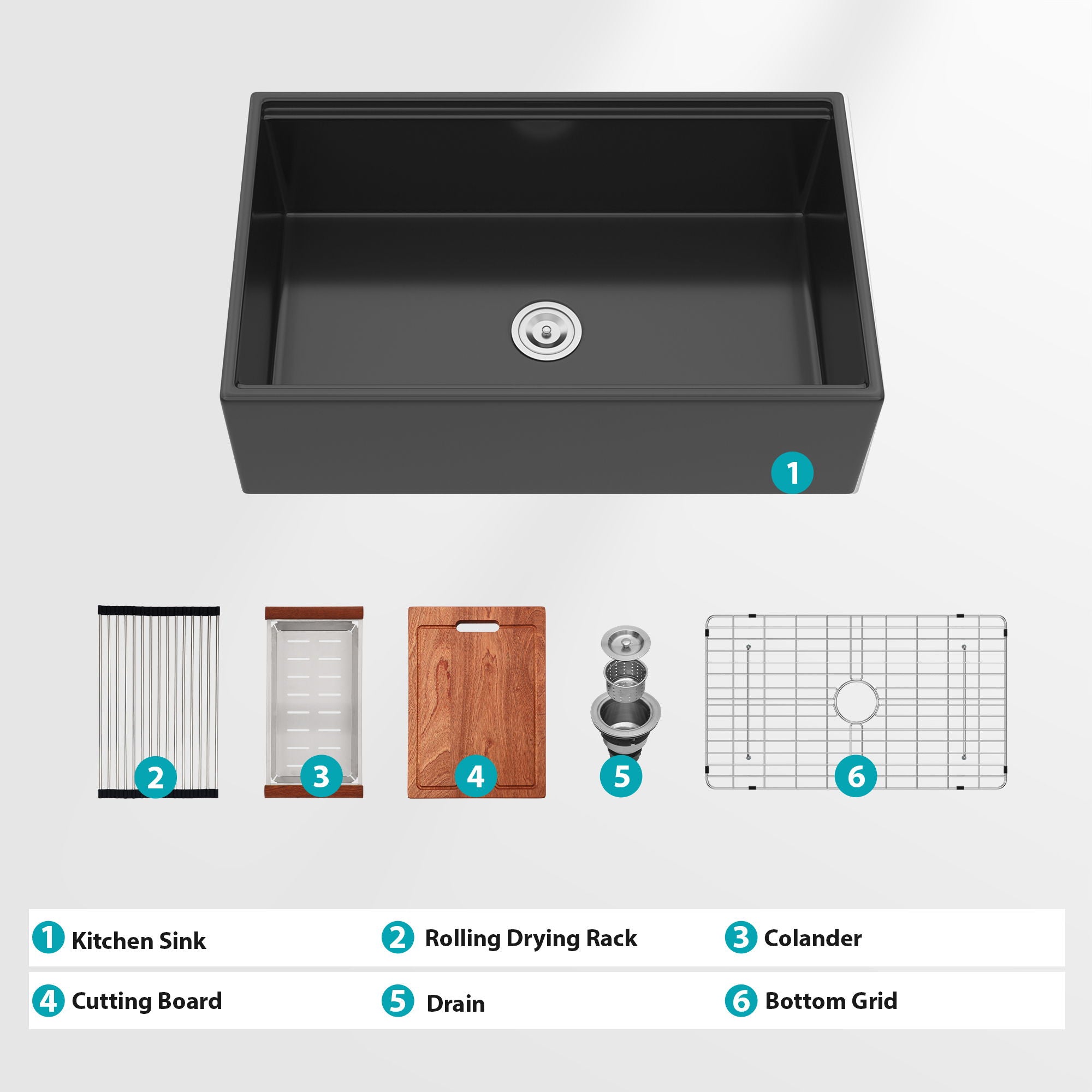 Porcelain Ceramic Farmhouse Sink Workstation With Reversible Apron Design - Single Bowl