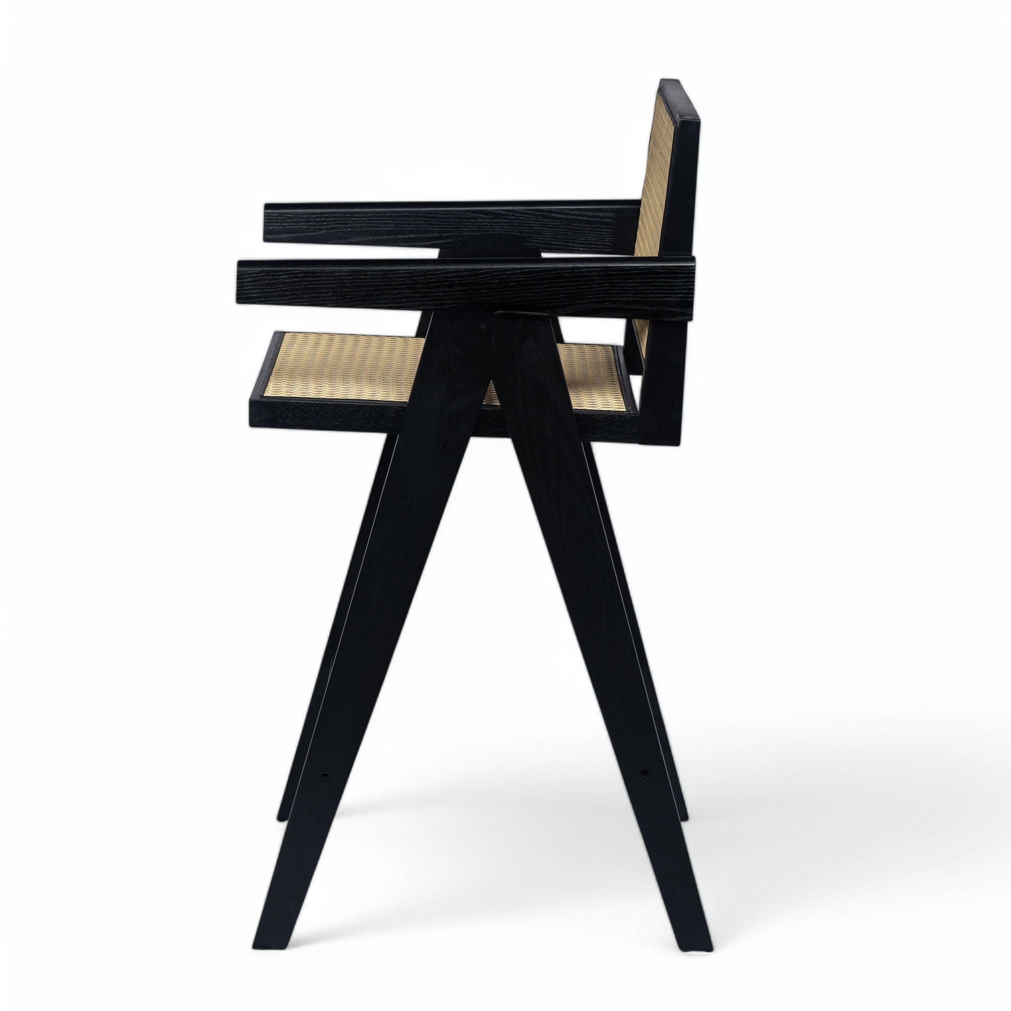 Modern Minimalist Bar Stool With Cane Seat - Black / Natural - Best Buy Furniture