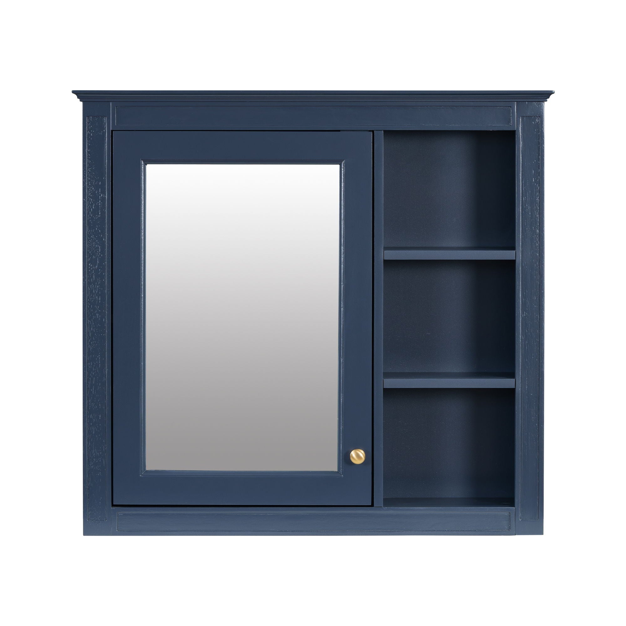 Bathroom Vanity With Medicine Cabinet, Royal Blue Mirror Cabinet, Modern Bathroom Storage Cabinet With 2 Soft Closing Doors And 4 Drawers