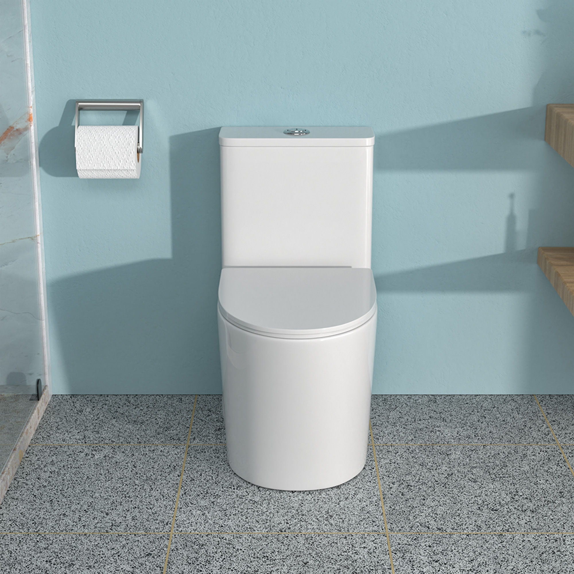 1 Piece Toilet For Bathroom, Soft Closing Seat, Dual Flush 1.1 / 1.6 Gpf - White