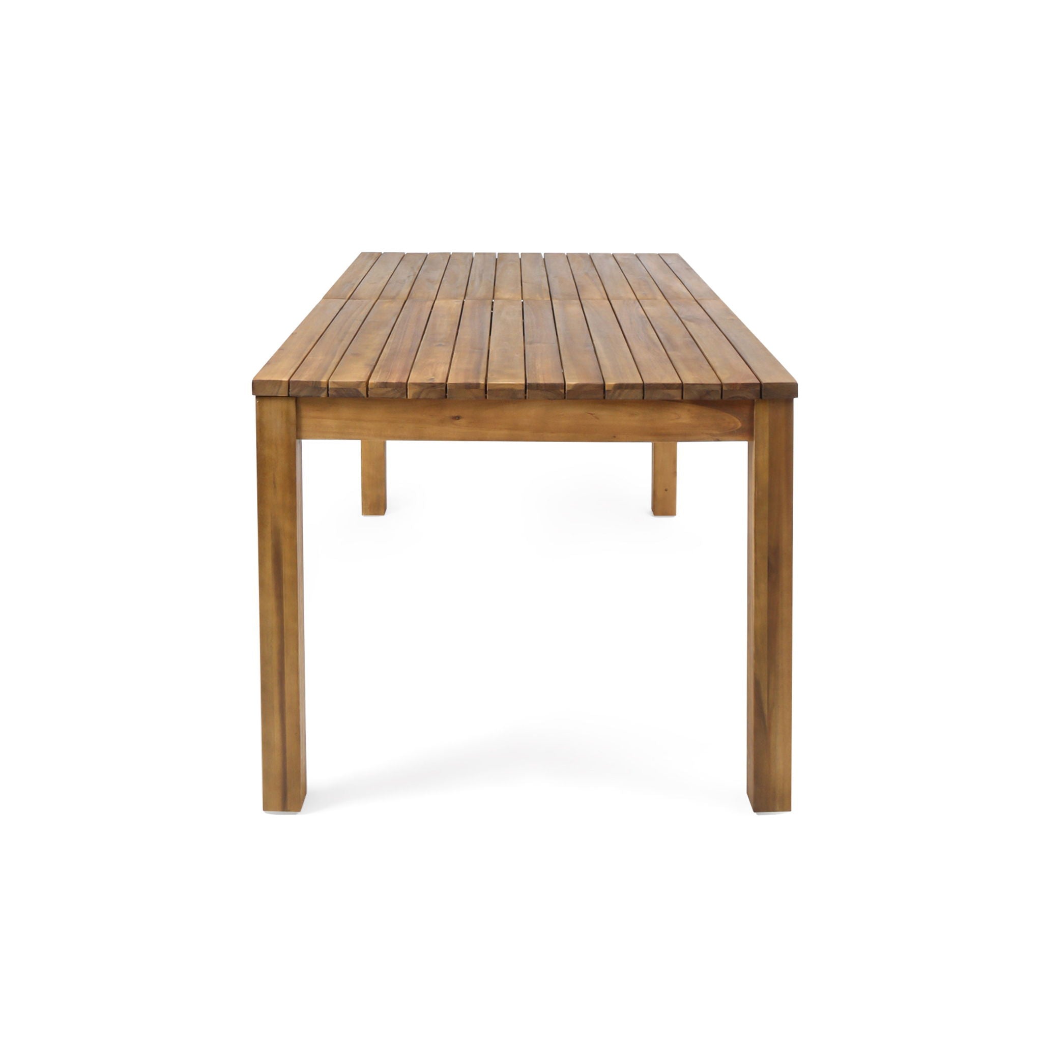 Wilson - Expandable Dining Table With Slat Design - Teak Acacia Wood - Best Buy Furniture