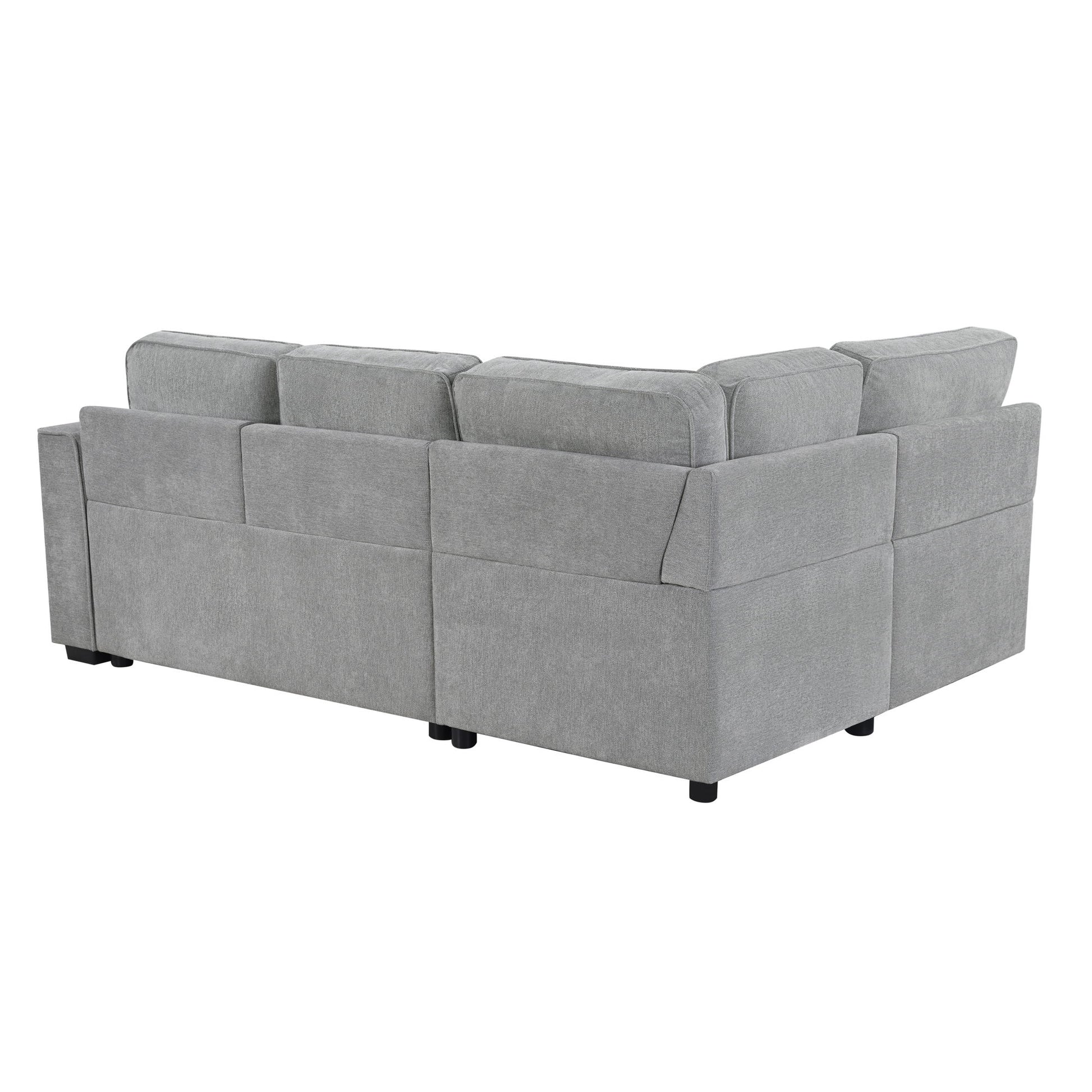 Convertible Sectional L-Shaped Sofa With Dual Pull-Out Sleepers, Flip-Top Table, USB Ports, Cup Holder & Storage - Best Buy Furniture
