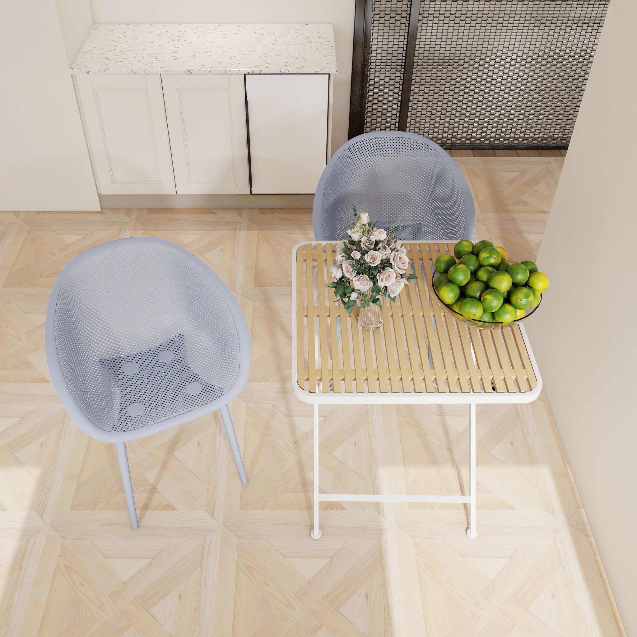 2 Piece Durable Single Chair With Mesh Hollow Out Design