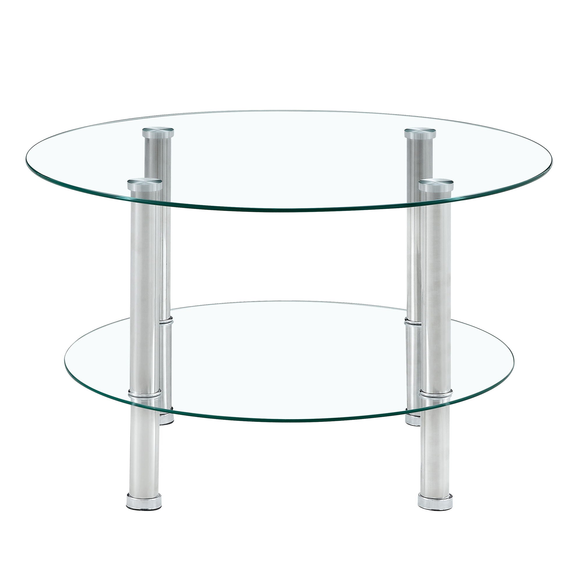 Contemporary Minimalist Double Layer Tempered Glass Coffee Table