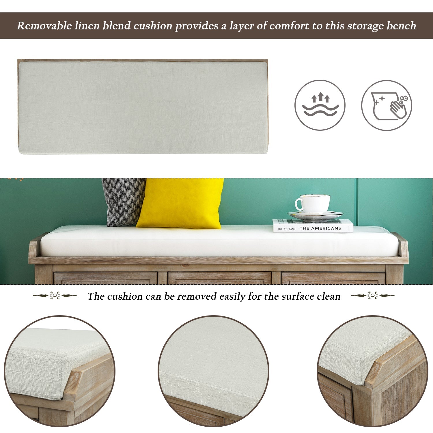 Rustic Storage Bench with 3 Drawers - Best Buy Furniture