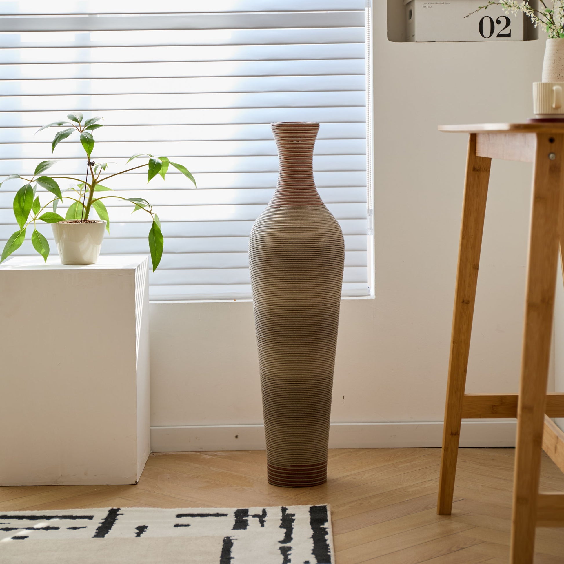 Tall Vase - Brown Decorative Floor Vase, Classic Neat Floor Vase Tall Freestanding Flower Holder, Artificial Rattan Vase, Floor Vase, Flower Holder For Home Decor - Gray - Best Buy Furniture