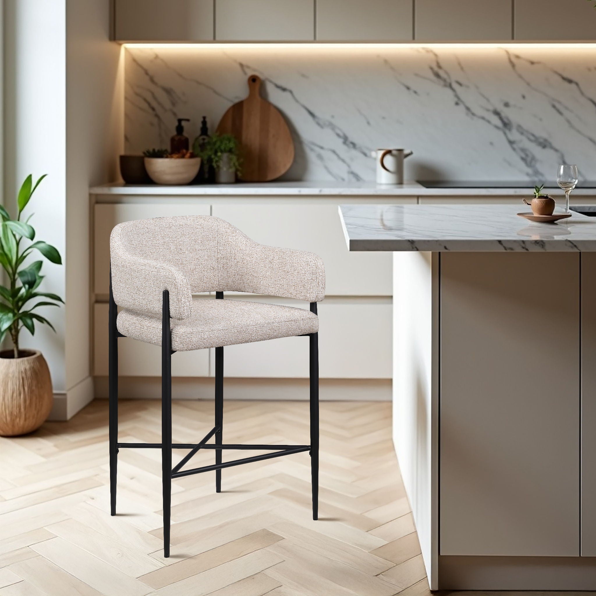 Dame - Fabric Upholstered Counter Stool (Set of 2)