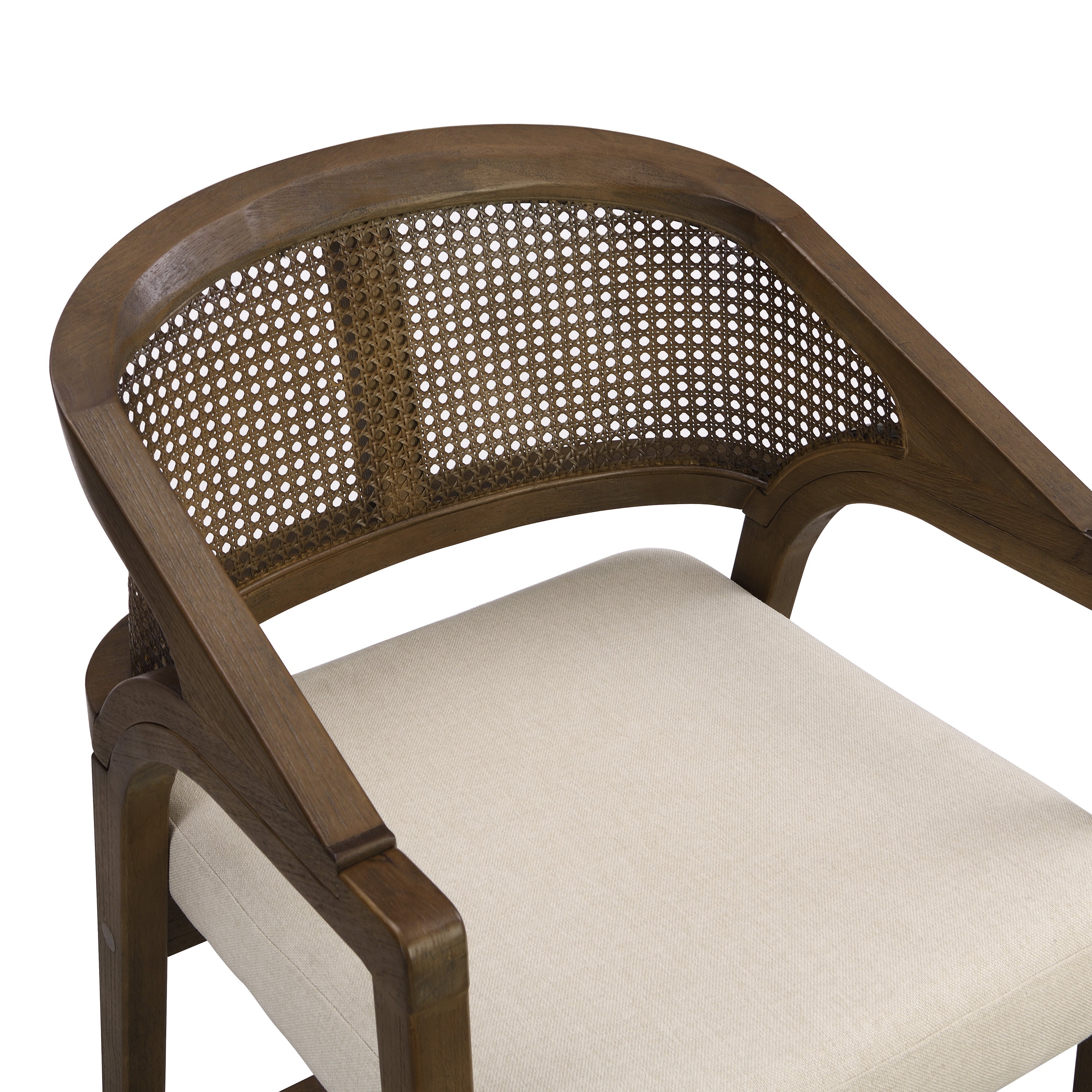 Wooden Frame Counter Stool with Rattan Back - Set of 2