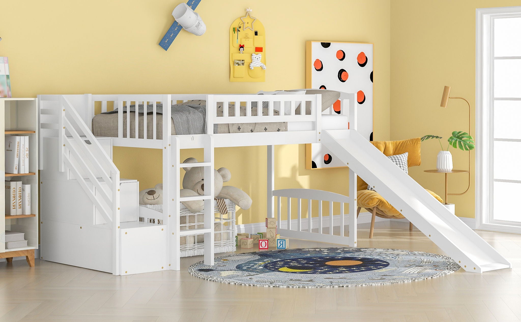 Loft Stairway Bed With 2 Drawers And Slide