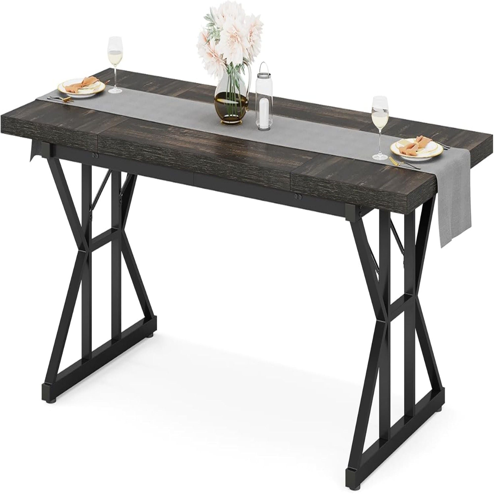 Rectangular Dining Table With X Trestle Metal Legs