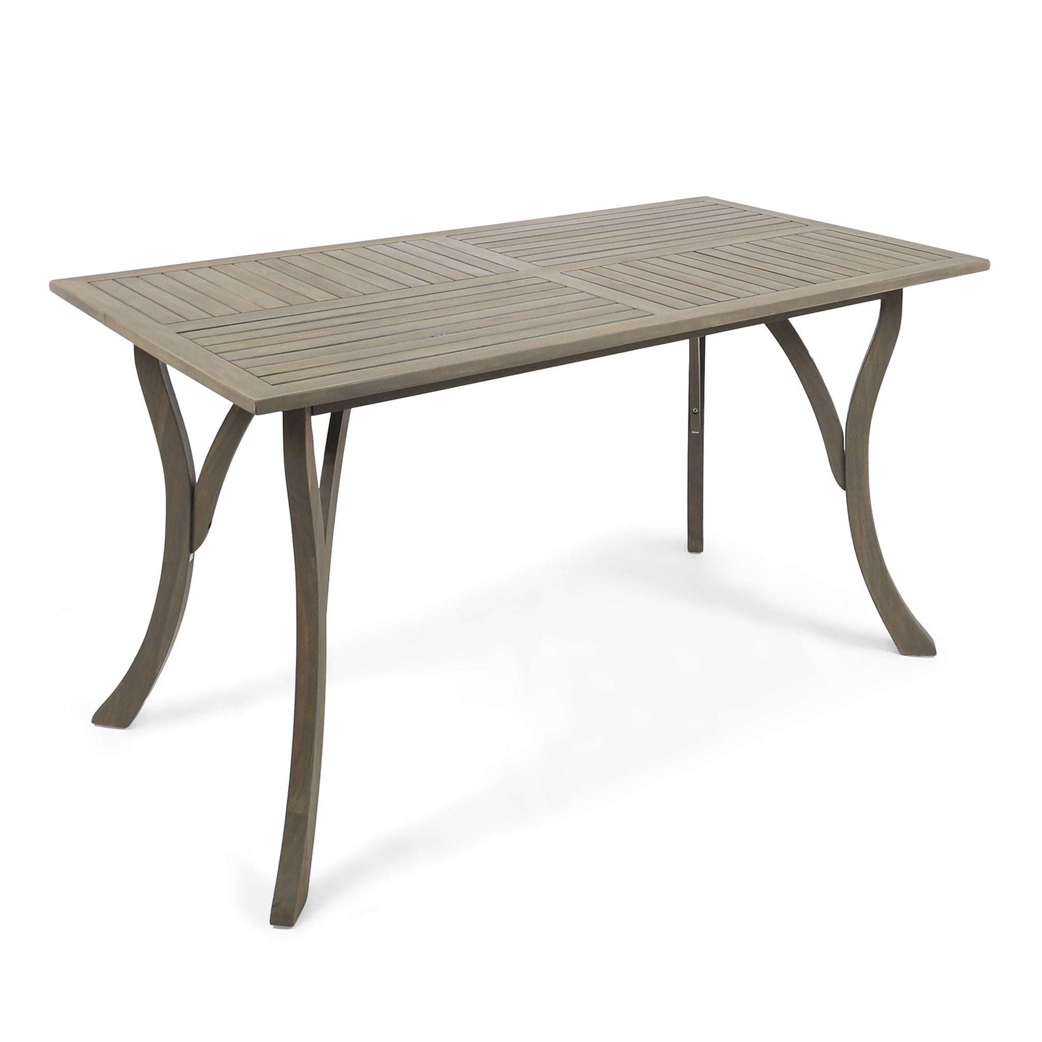 Transitional Acacia Wood Dining Table With Slat Panel Top - Gray - Best Buy Furniture