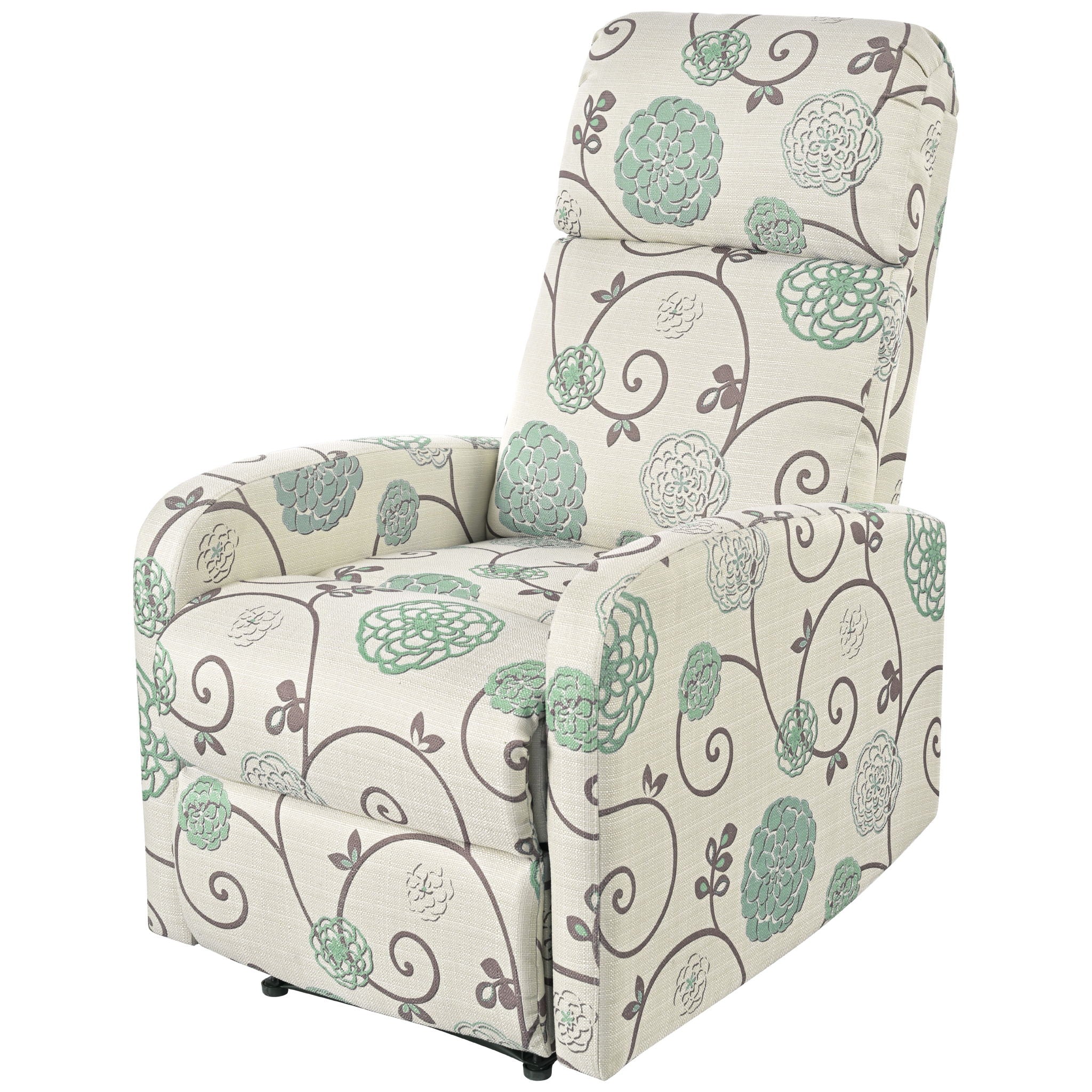 Modern Manual Recliner, Home Theater Chair With Adjustable Backrest For Living Room - Beige / Blue