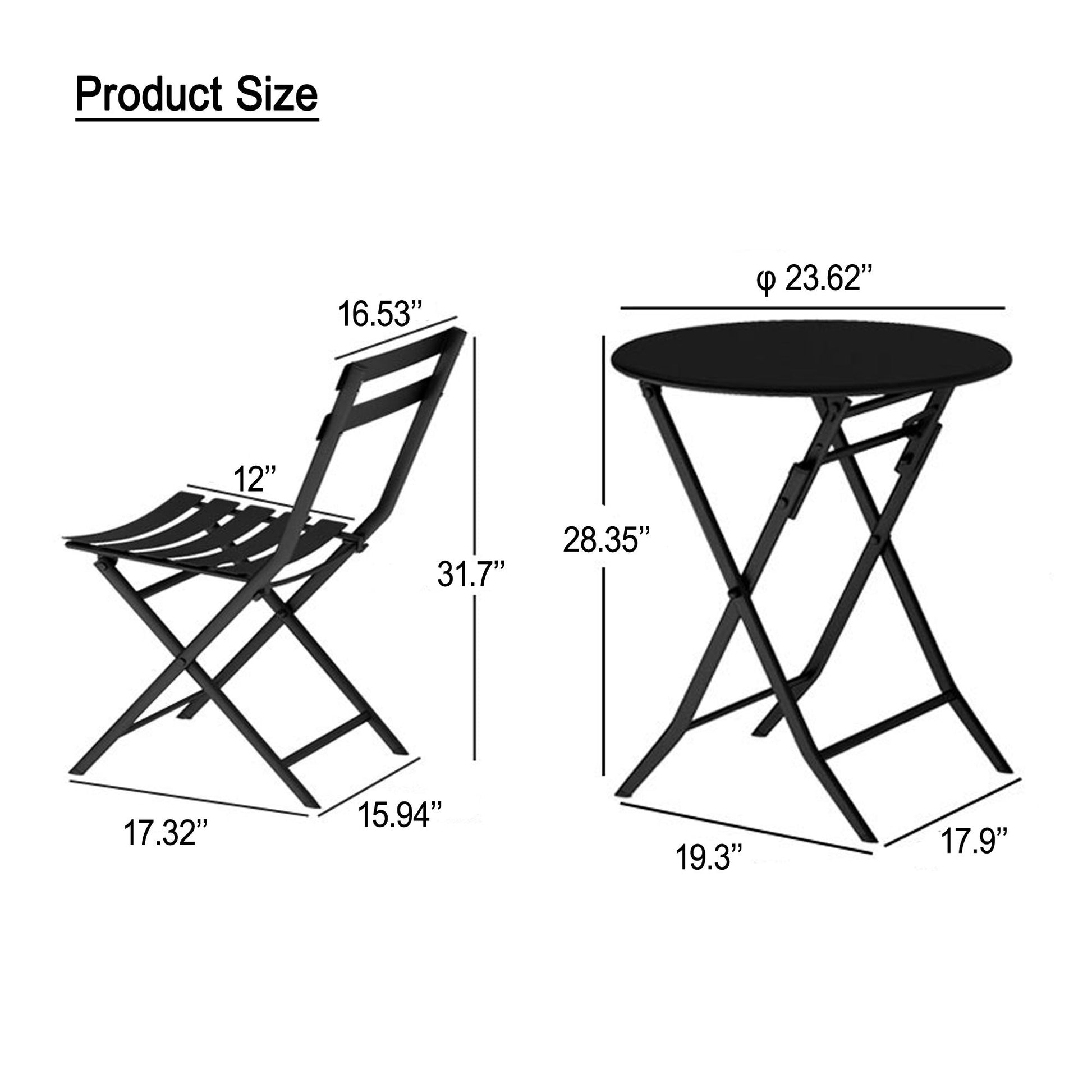 3 Piece Patio Bistro Set Of Foldable Round Table And Chairs - Best Buy Furniture