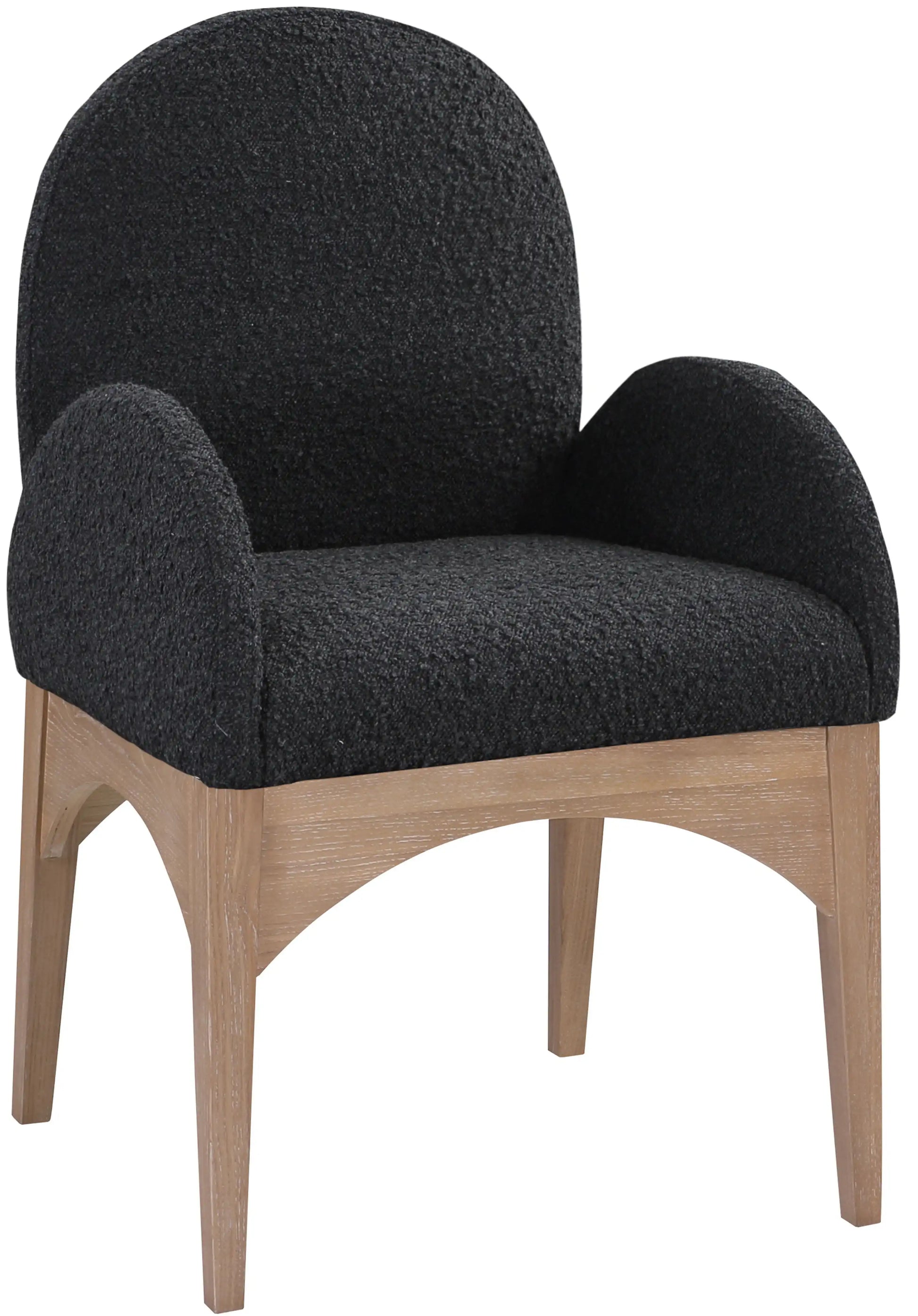 Waldorf - Boucle Dining Arm Chair With Natural Legs - Best Buy Furniture