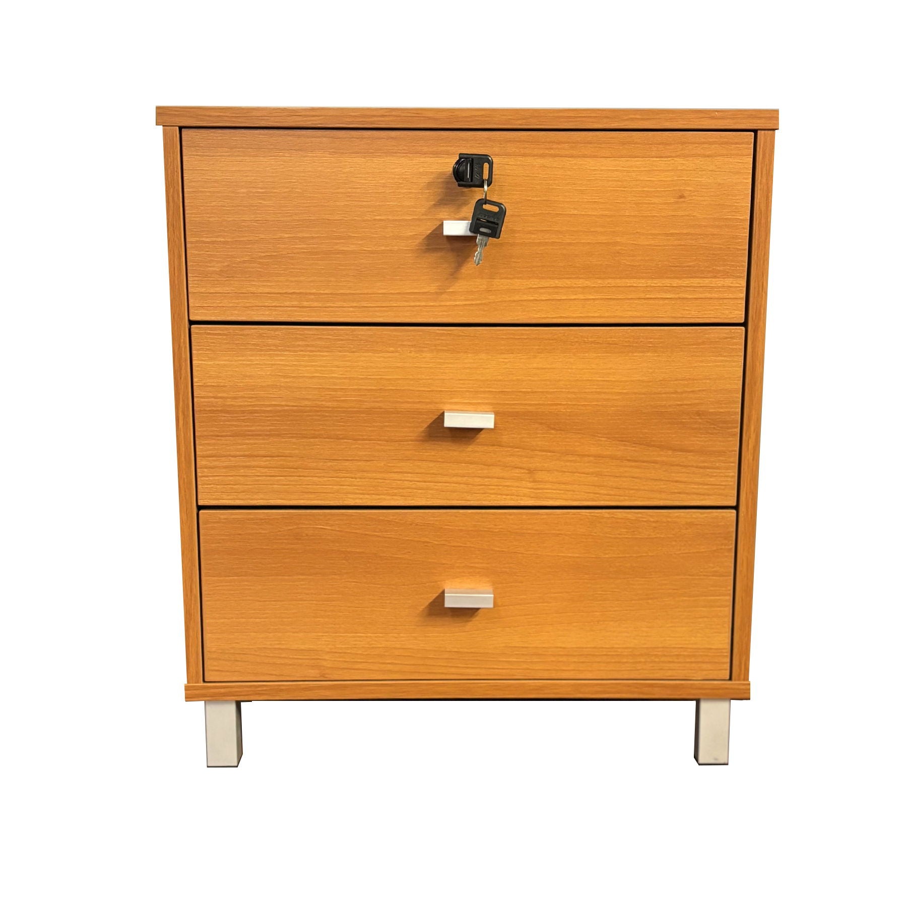 3 Drawer Nightstand Locking Top Drawer Metal Drawer Glides Metal Bar Handles