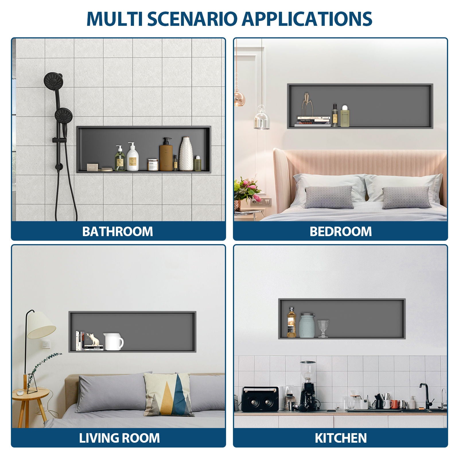 Stainless Steel Shower Niche With Seamless Design For Bathroom Storage