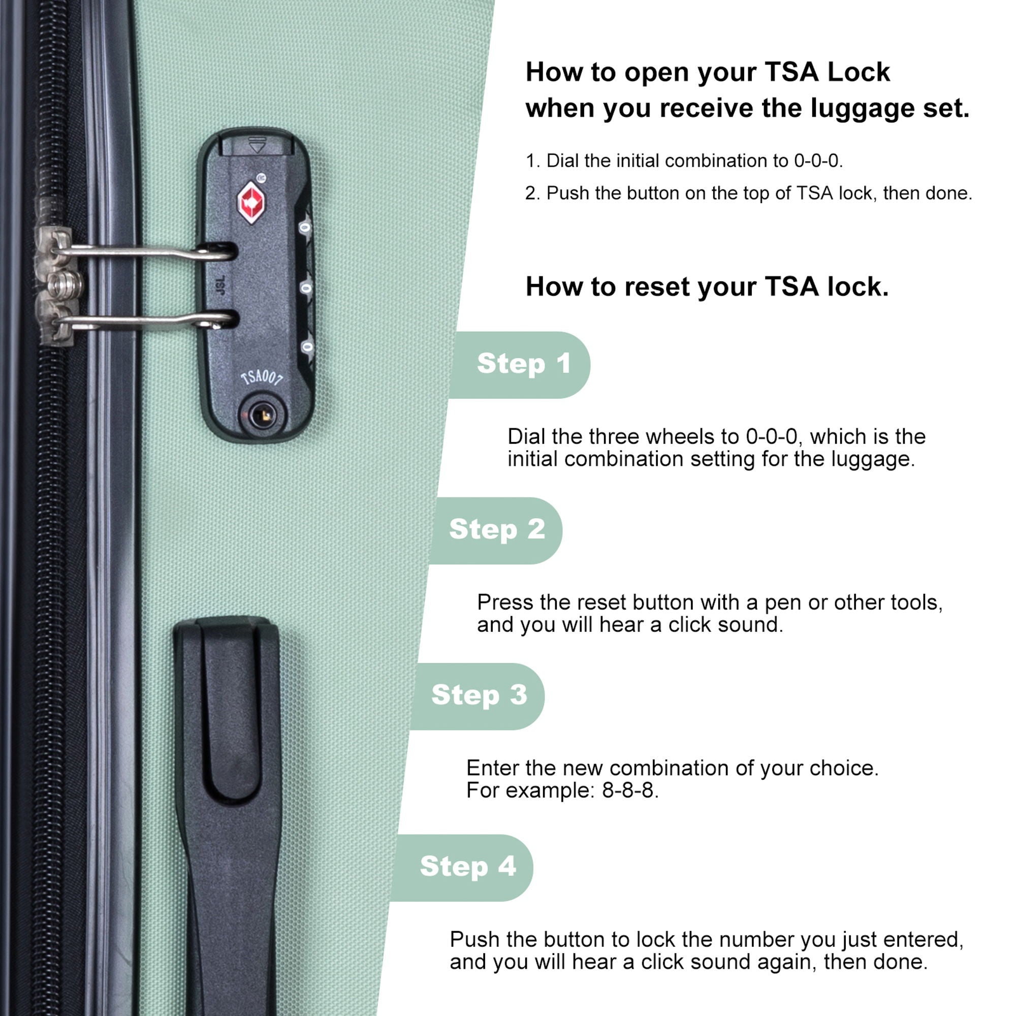 Luggage 4 Piece Lightweight Suitcase With Rotating Wheels With Tsa Lock,