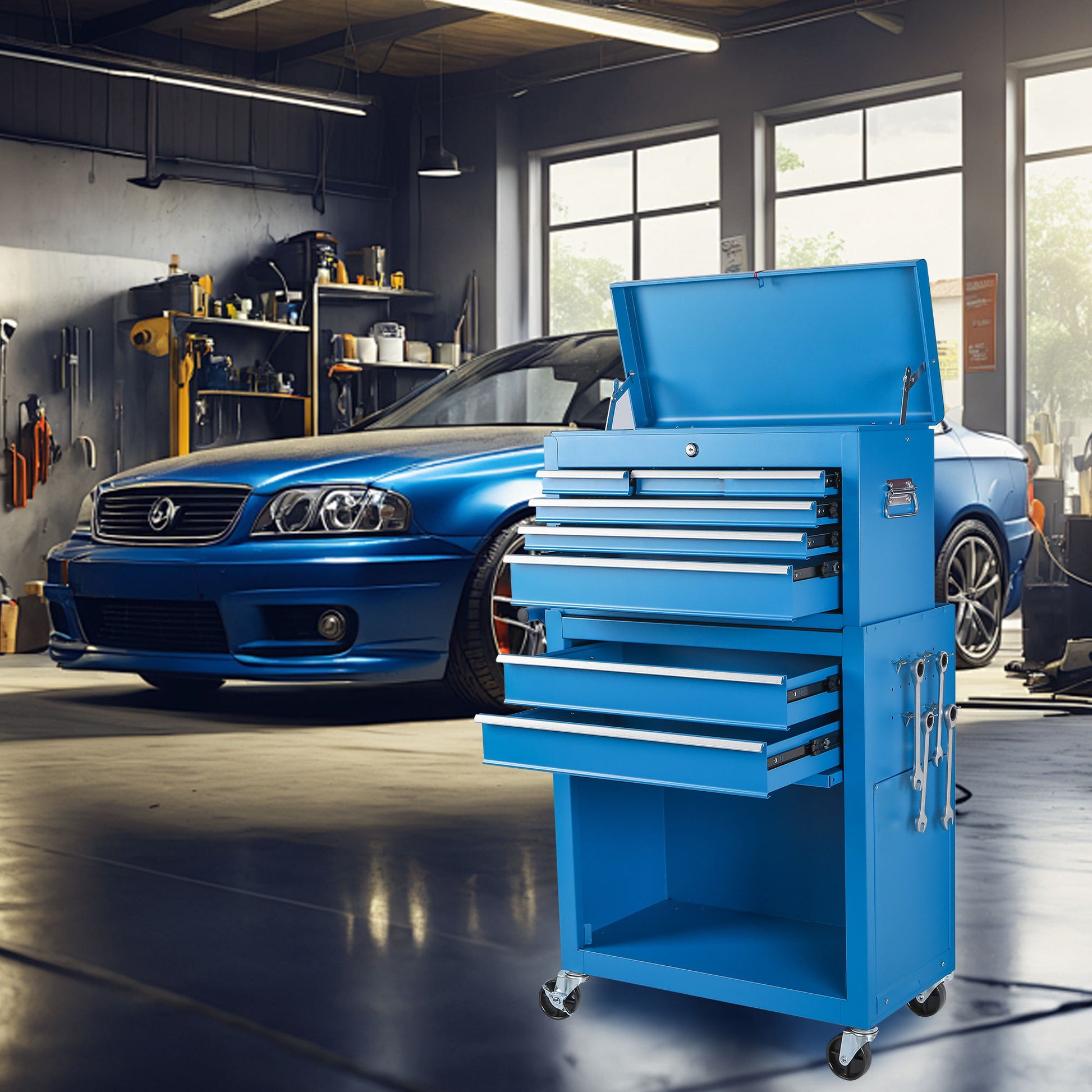 8 Drawer Rolling Tool Chest With 2 In 1 Detachable Top Box, Lockable Wheels - Best Buy Furniture