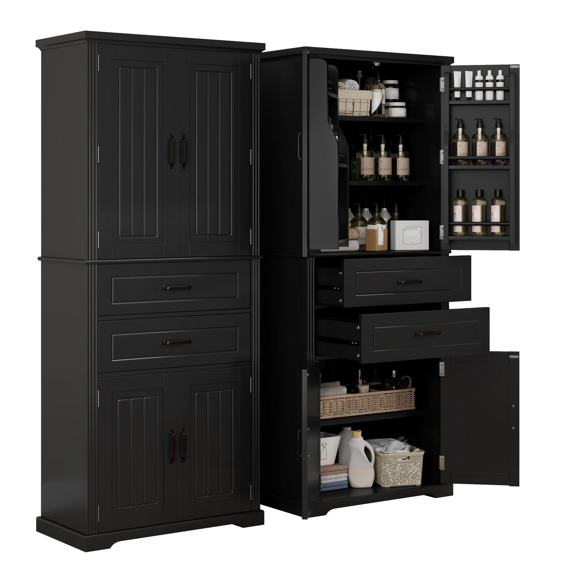 Elegant Multi Functional Storage Cabinet With Slide Rail Drawers, Adjustable Shelves