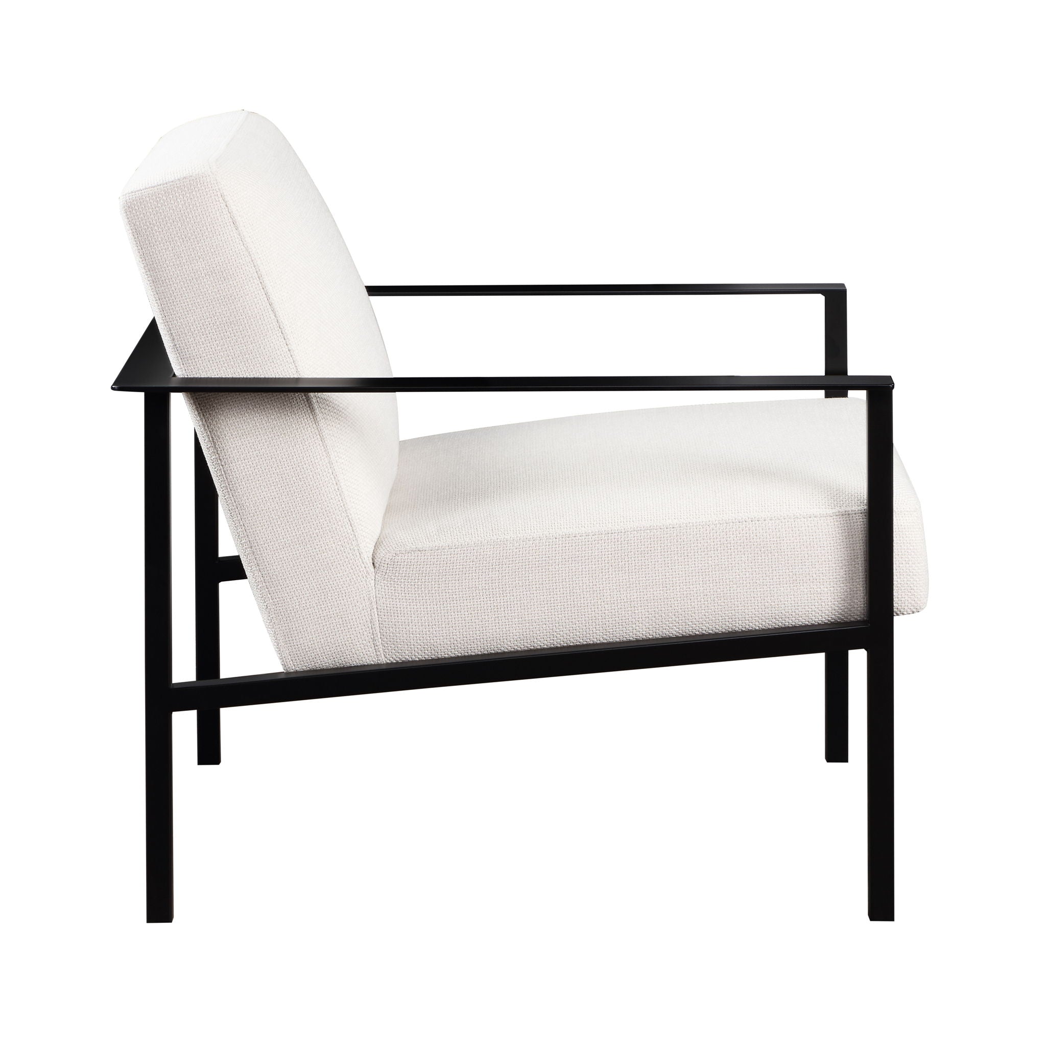 Millie - Modern Stationary Metal Accent Chair With Polyester Upholstery - Off White