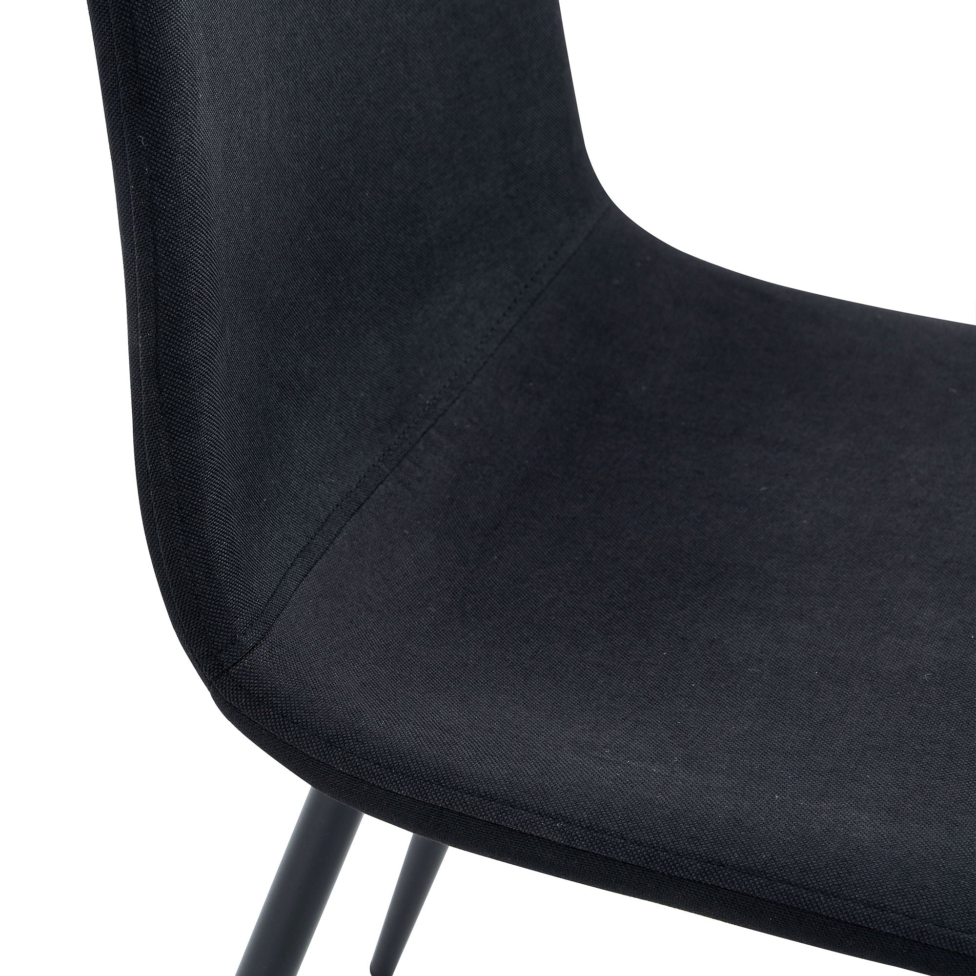 Modern Medieval Style Cushioned Side Chairs Set With Black Metal Legs For Kitchens