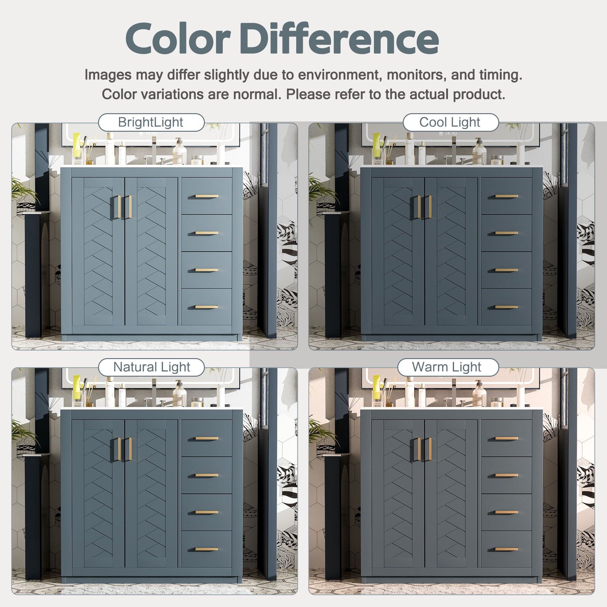 Bathroom Vanity With Sink Combo, Storage Cabinet, Freestanding Set With 3 Drawers & Soft Closing Doors