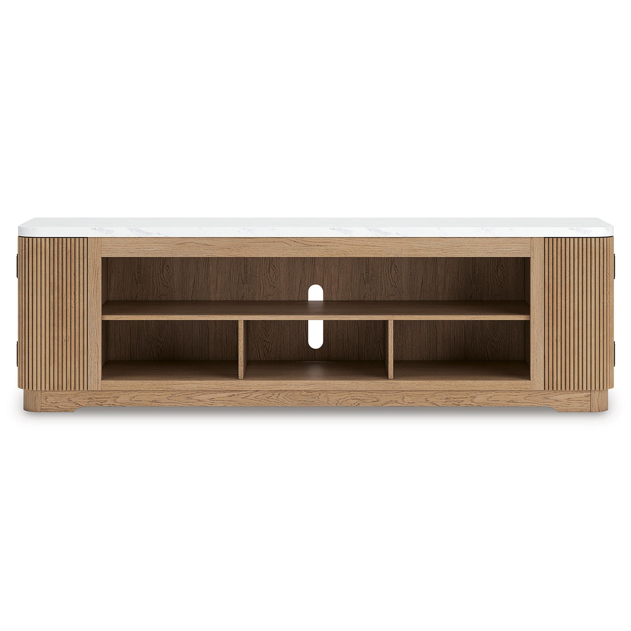 Camdill - XL TV Stand With Fireplace Option - Light Brown