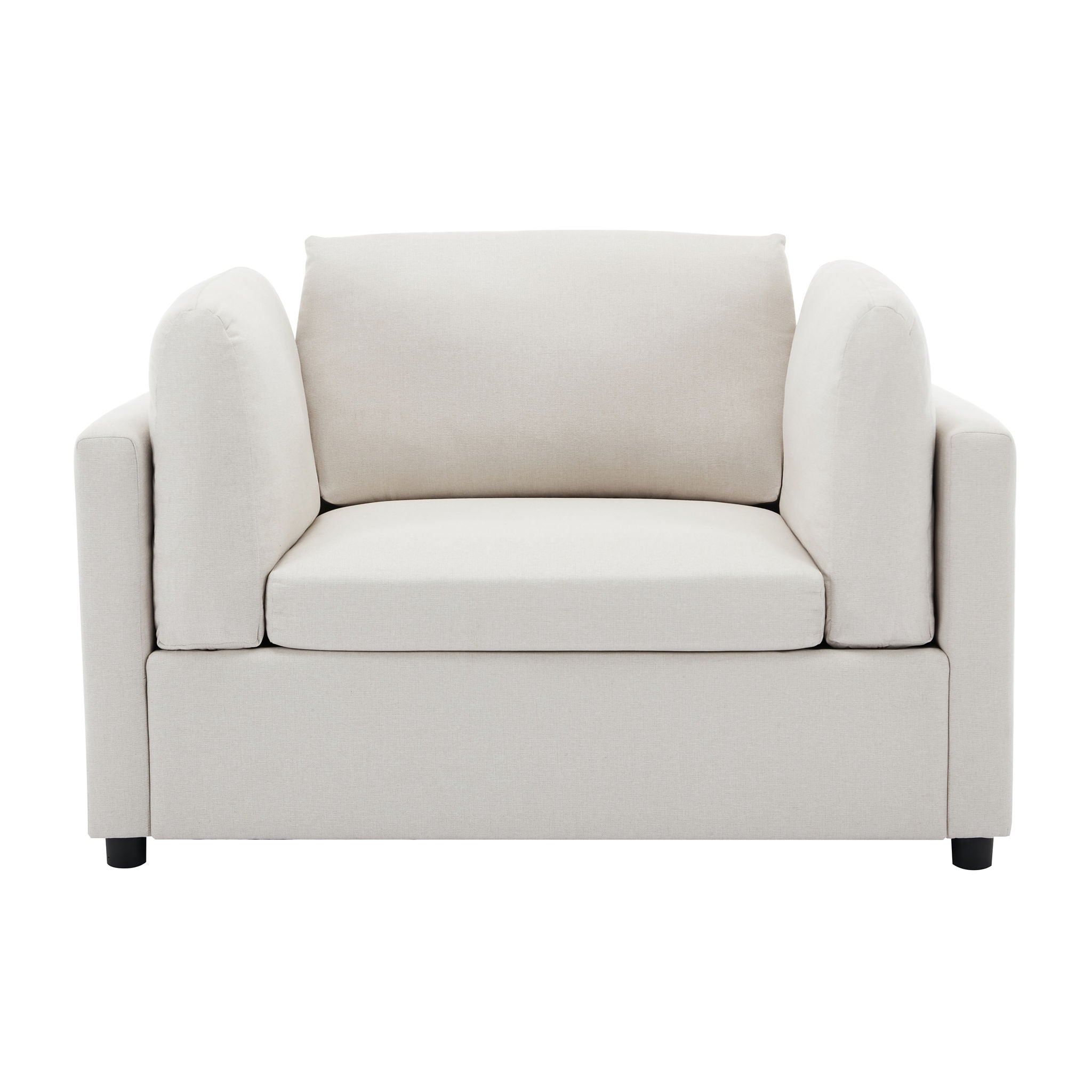 Wide Modern Oversized Armchair With Ottoman Stool, Single Sofa With Lumbar Support, Accent Chair