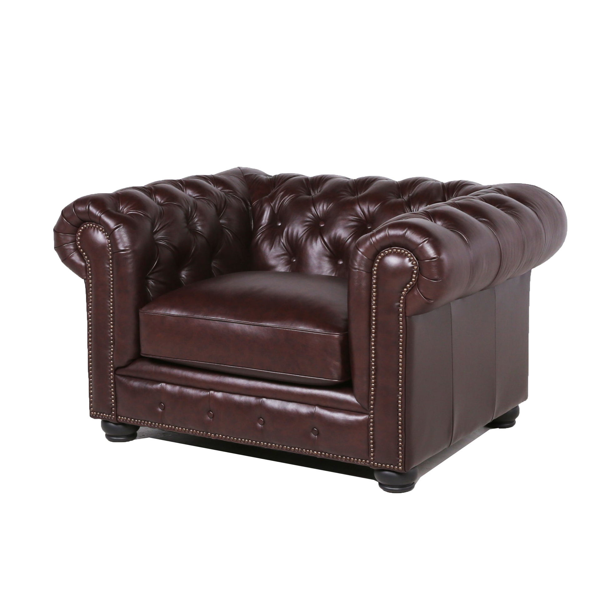 Traditional Tufted Leather Chesterfield Nailhead Chair - Best Buy Furniture