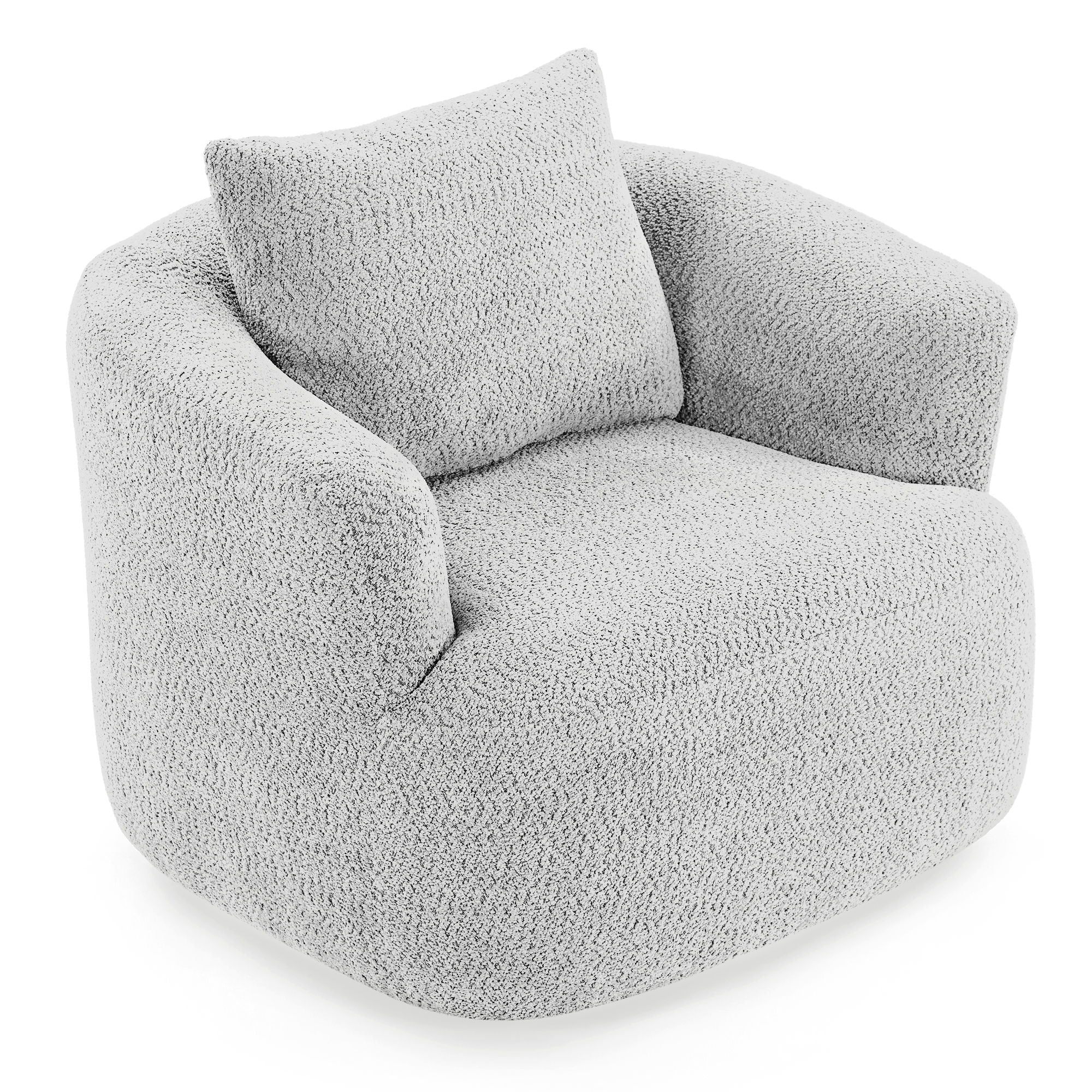 360° Swivel Barrel Sofa Chair With Throw Pillow, Chenille Upholstered Accent Chair