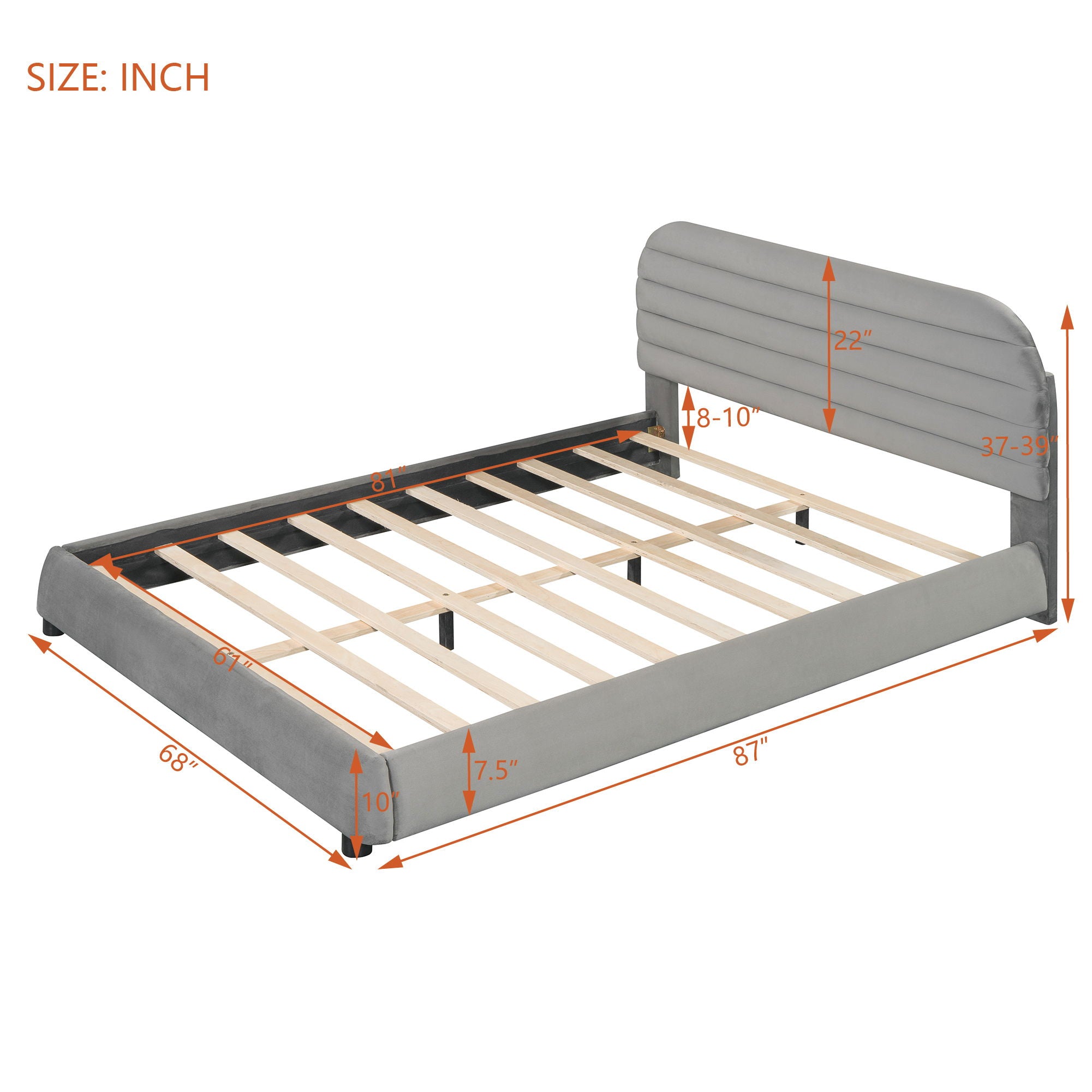 Upholstered Platform Bed Frame And Stylish Curve Shaped Design