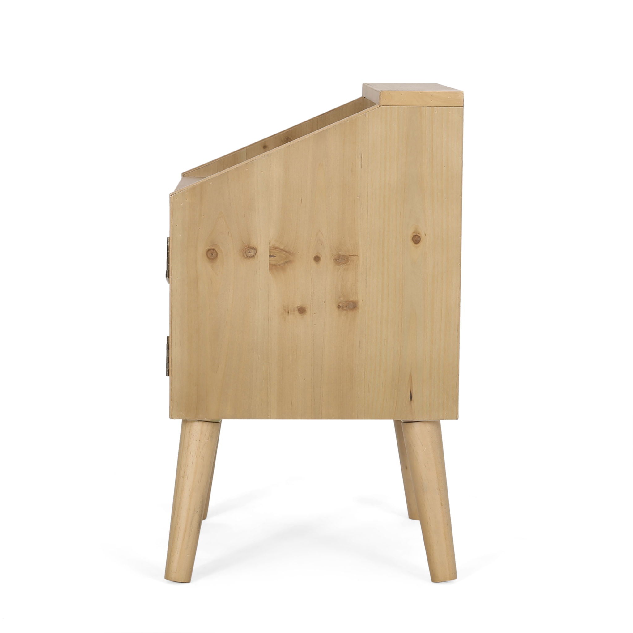 Contemporary End Table With Rattan Accents And Tempered Glass - Natural / White