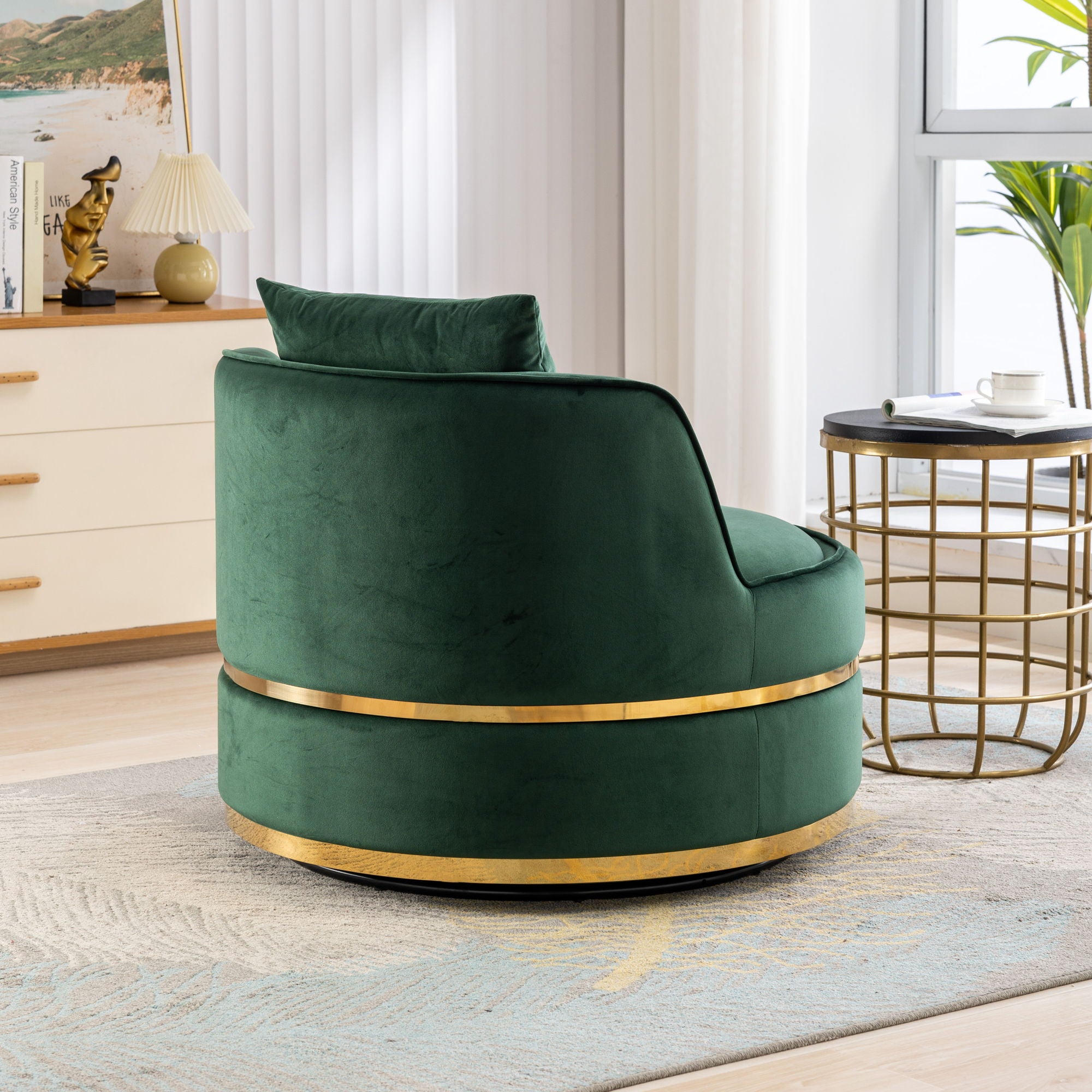 360 Degree Swivel Over Sized Upholstered Barrel Chair