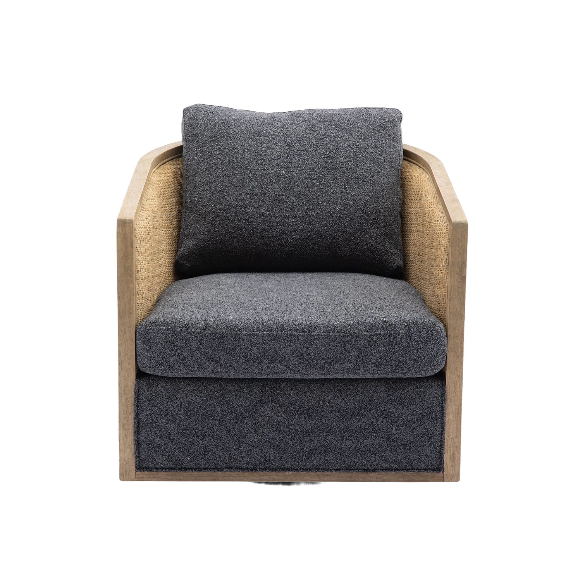 Barrel, Comfy Round Accent Sofa Chair With 360 Degree Swivel, Leisure Arm