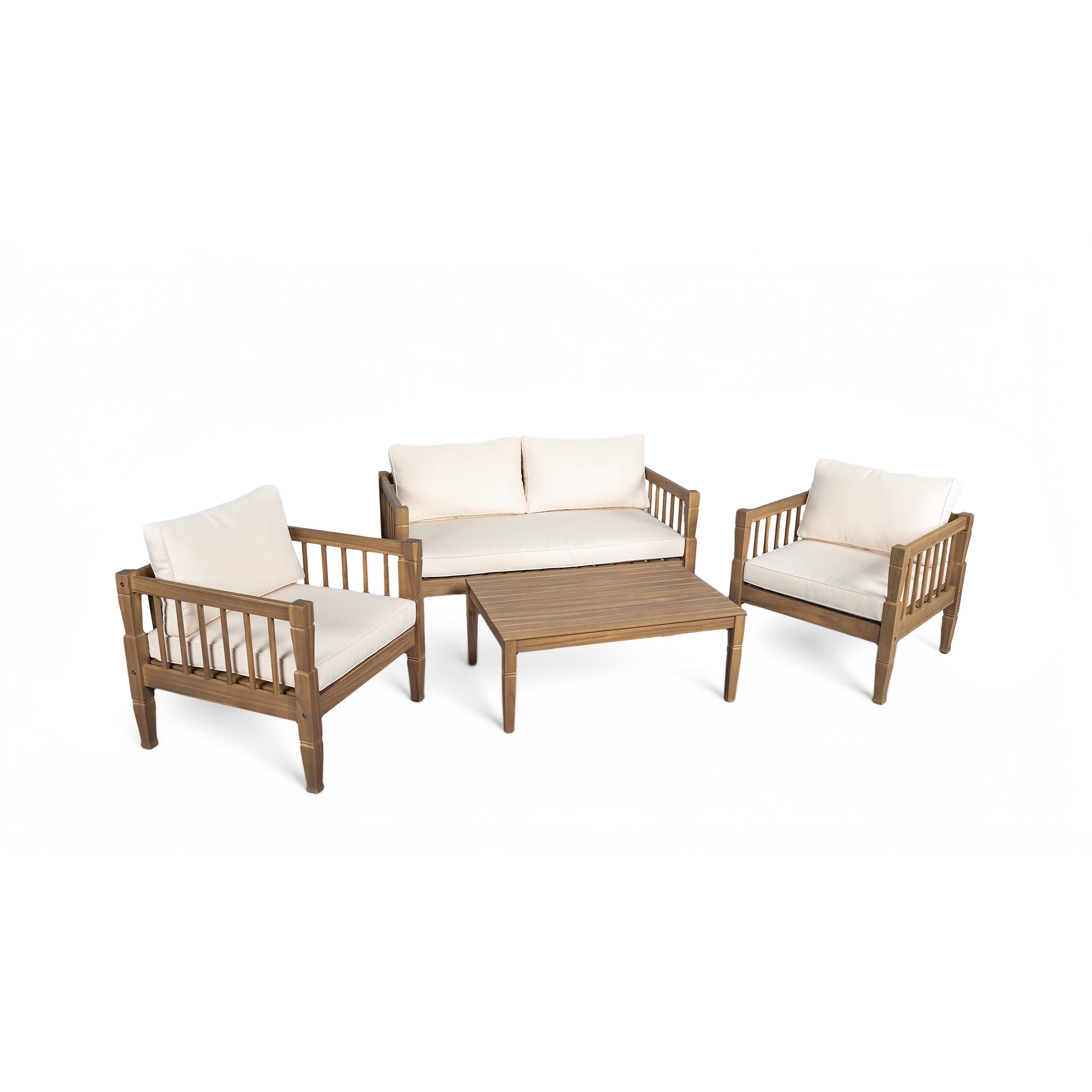 4-Piece Patio Furniture Set with Coffee Table and Cushions