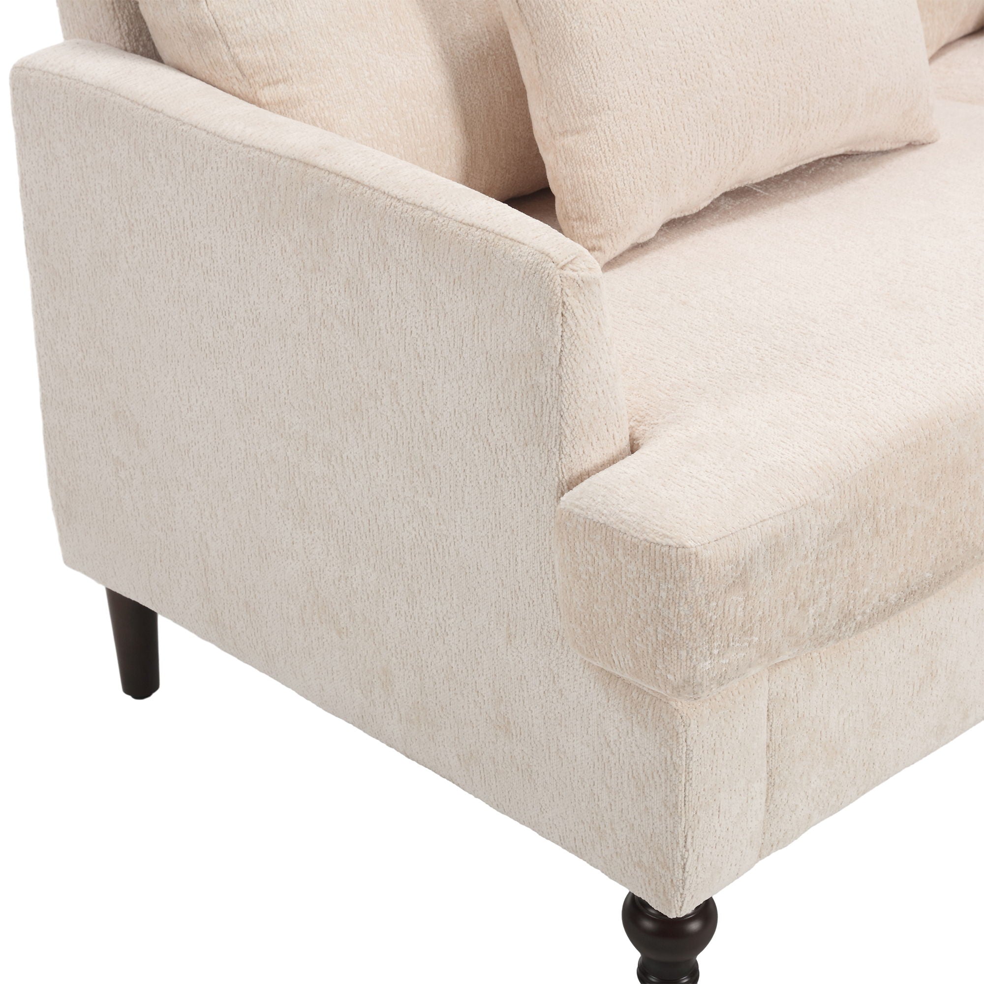 Mid Century Modern Chenille Fabric Loveseat Sofa, 2 Seat Upholstered Couch