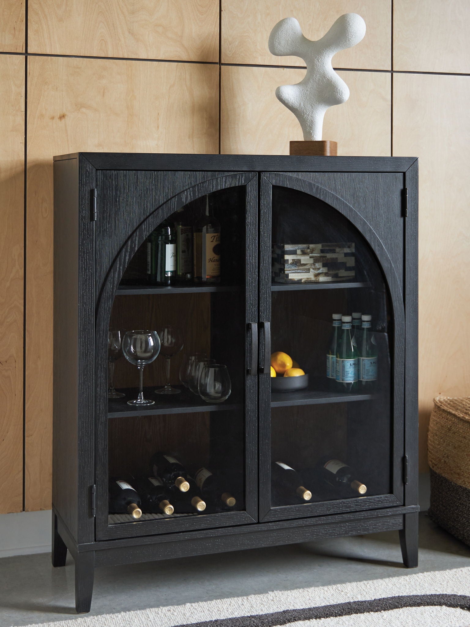 Armenleigh - Black / Brown - Bar Cabinet