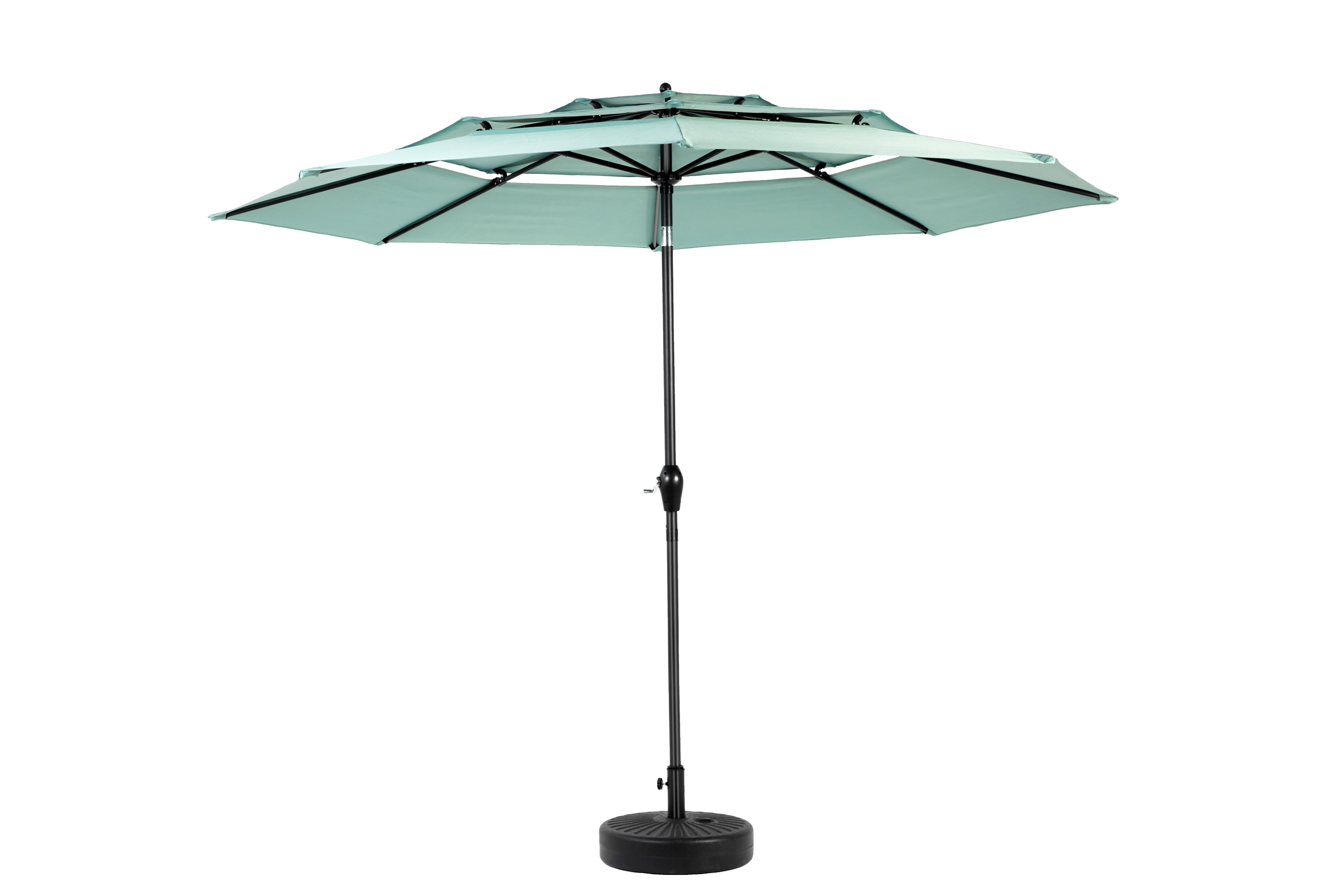 Aluminium 10ft 3 Tier Auto-Tilt Outdoor Patio Umbrella - Light Green